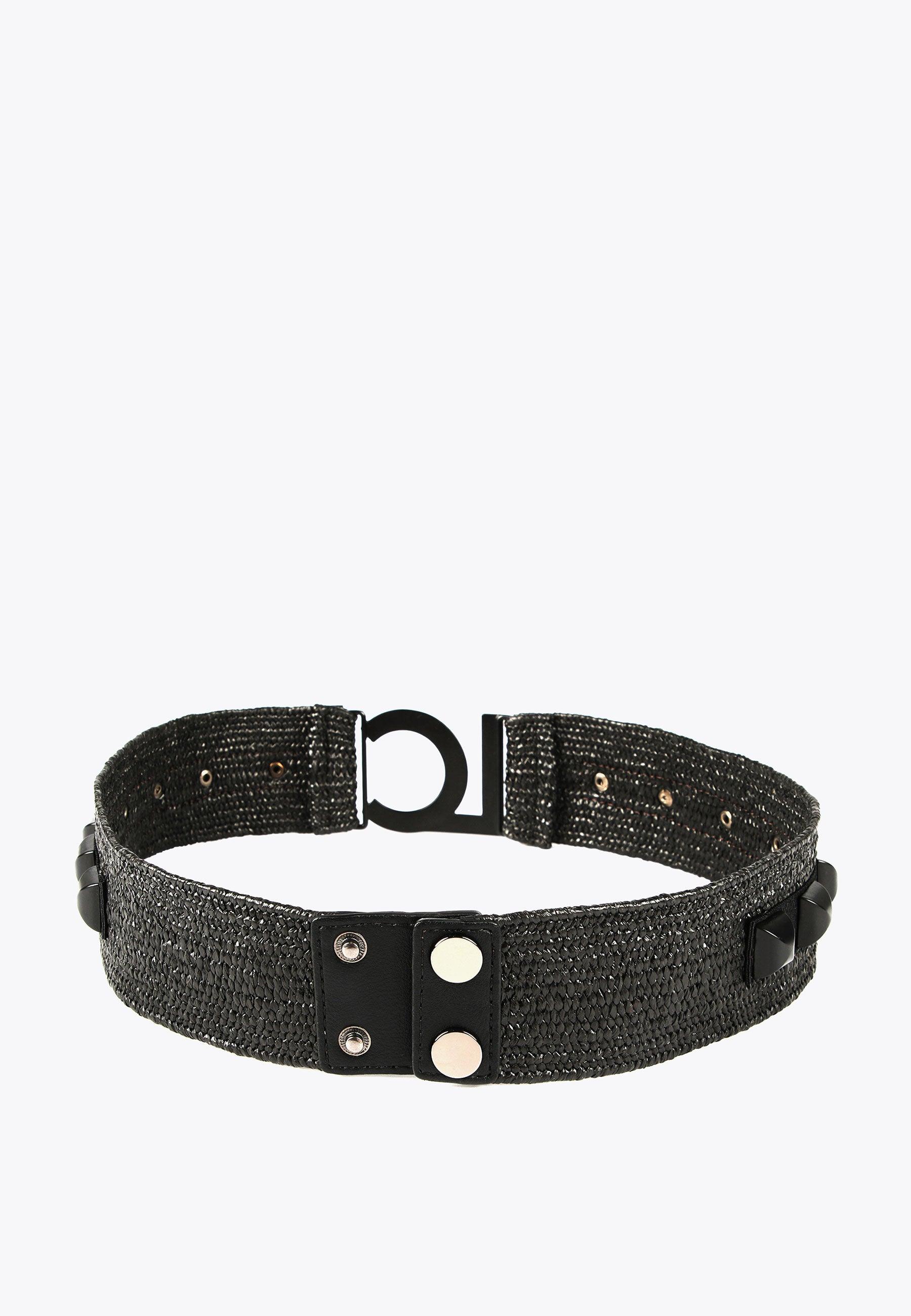 LS2406007-Black-Raffia-effect belt