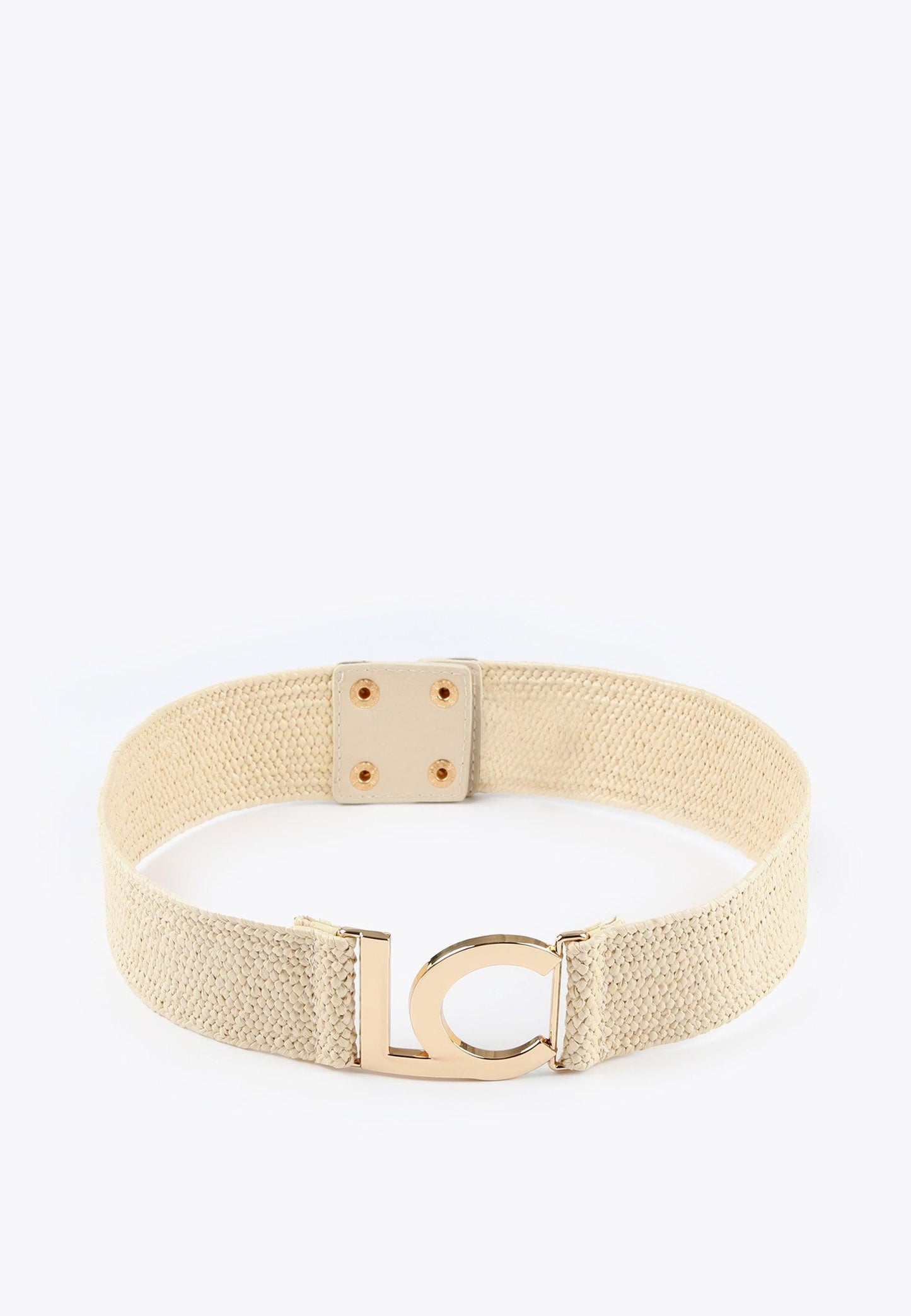 LS2406008-Ecru-Elasticated raffia-effect belt