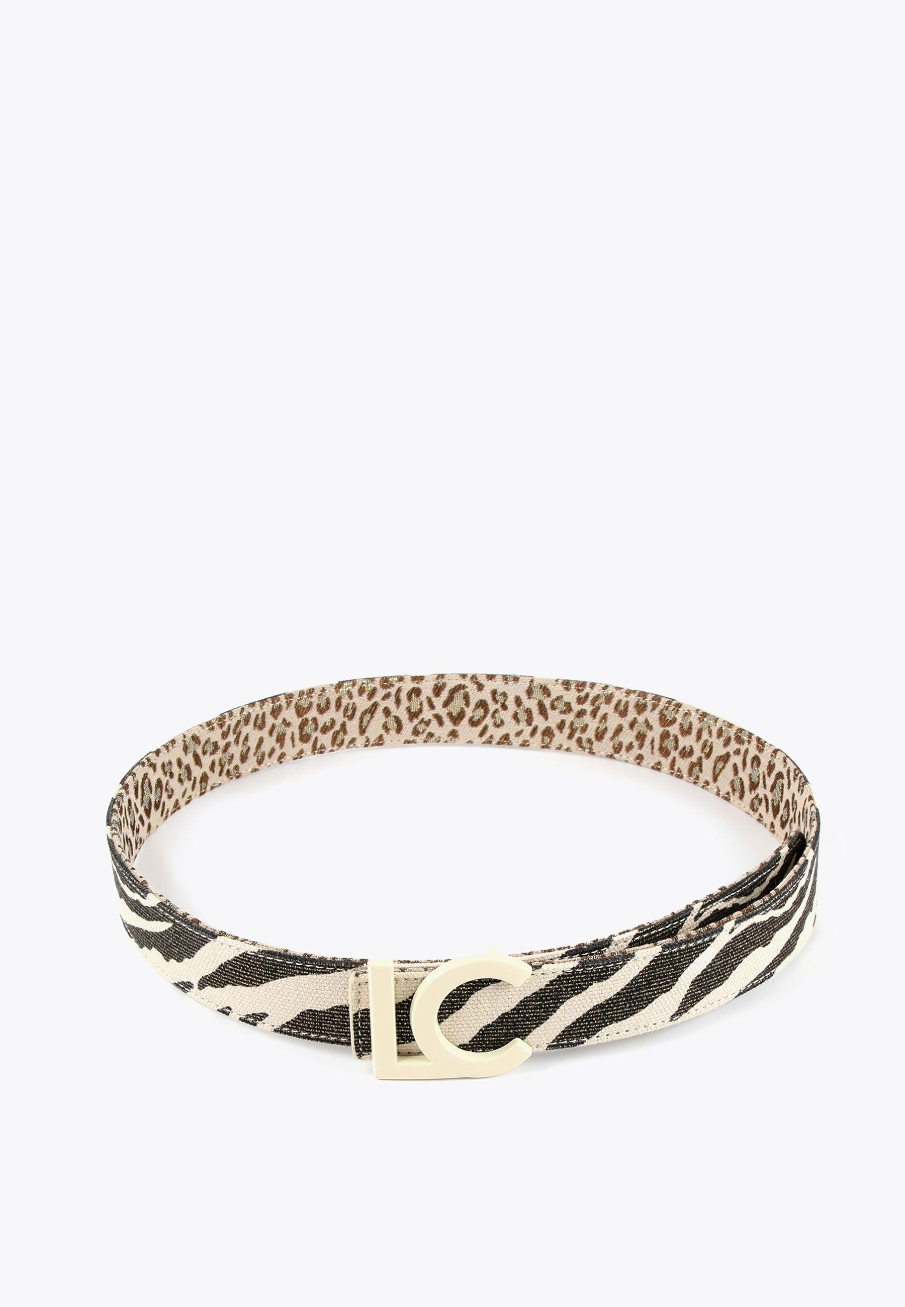 LS2406014-Ecru-Brown-Reversible animal print belt