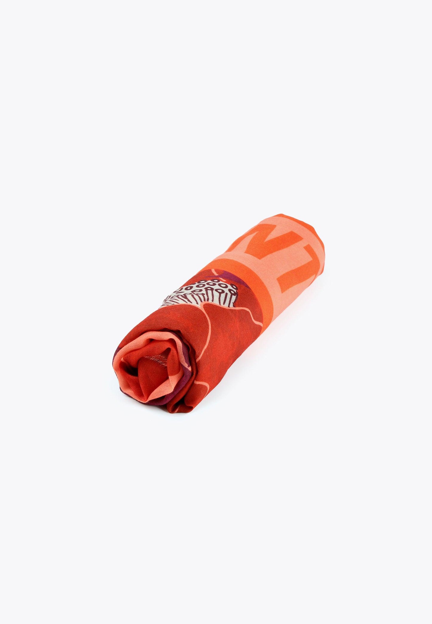 LS2407009-Orange-Red-Monogram and floral print scarf