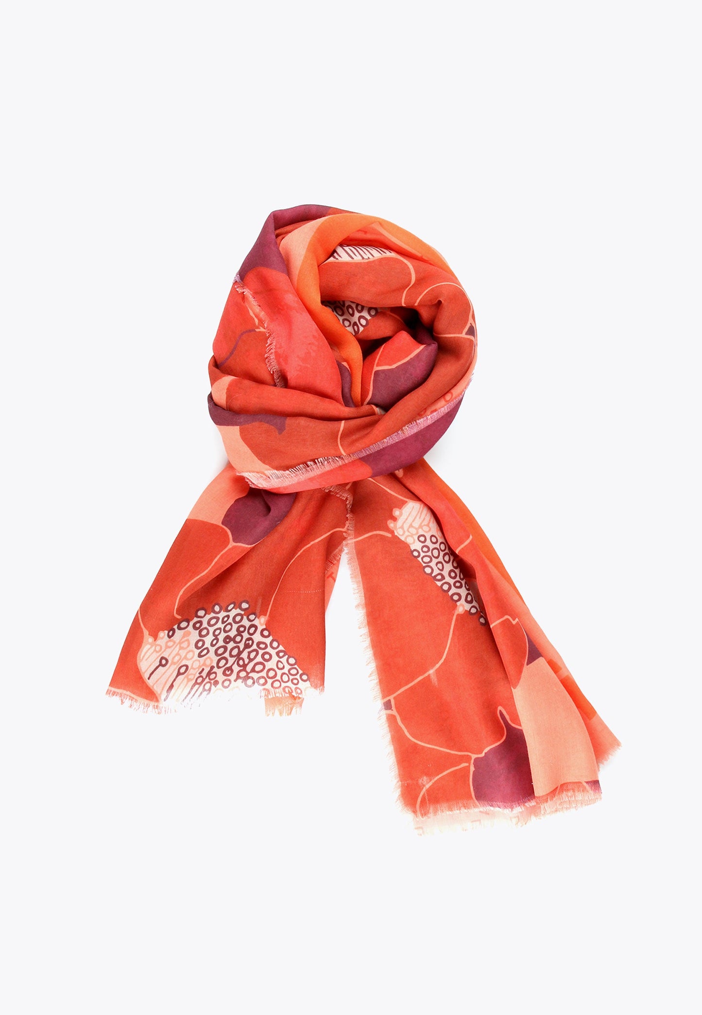 LS2407009-Orange-Red-Monogram and floral print scarf