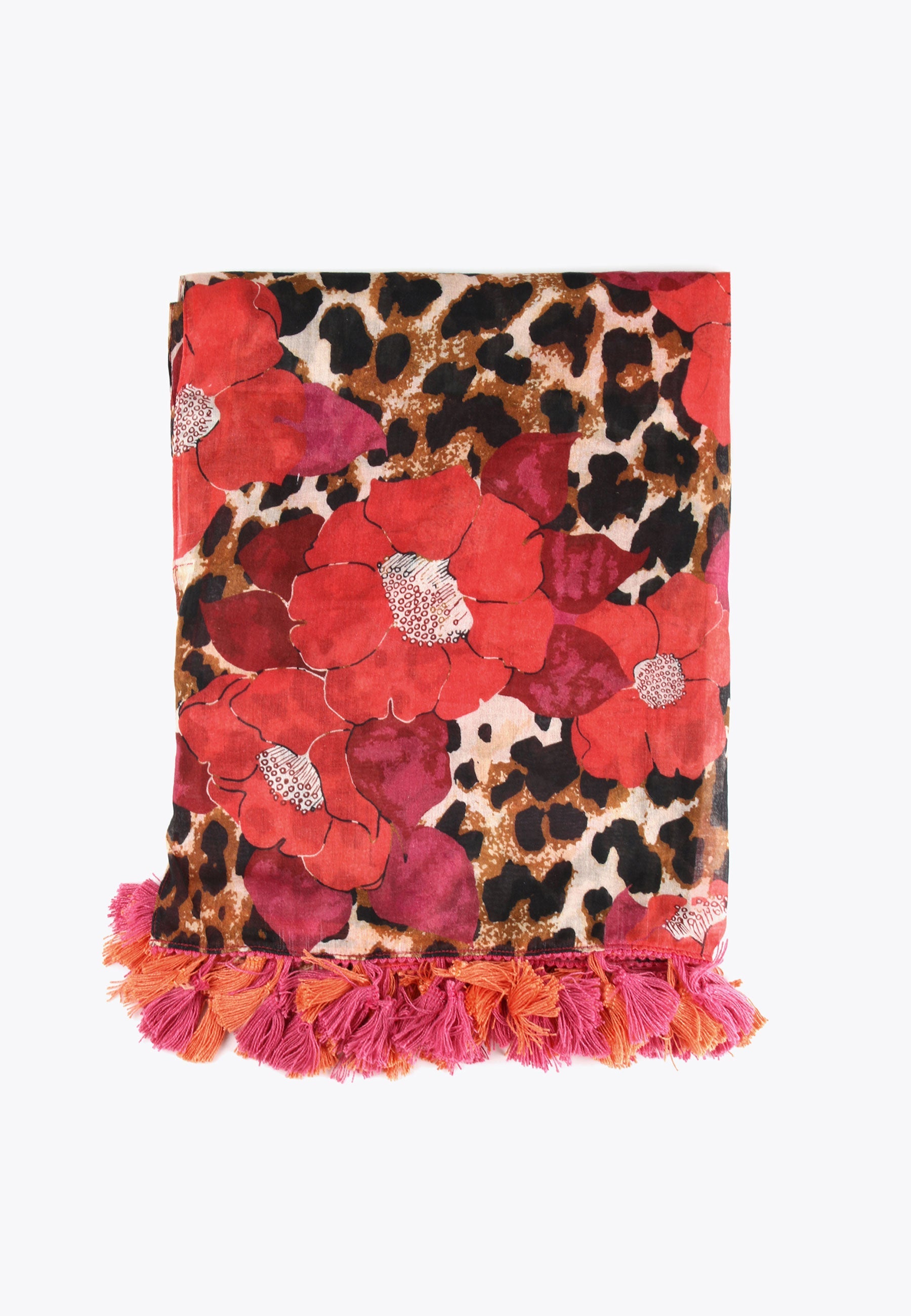 LS2413005-Red-Pink-Floral and animal print pareo