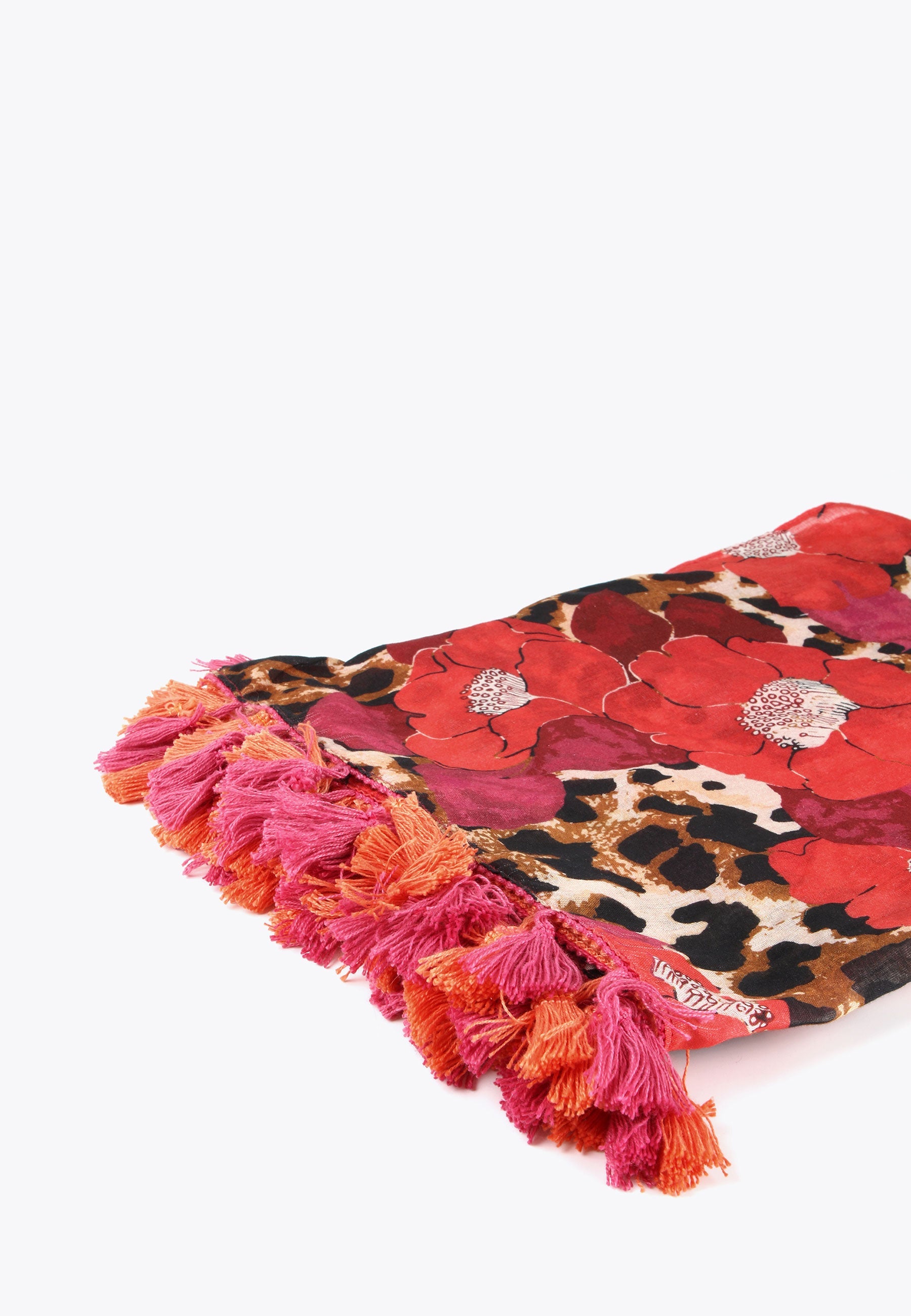 LS2413005-Red-Pink-Floral and animal print pareo
