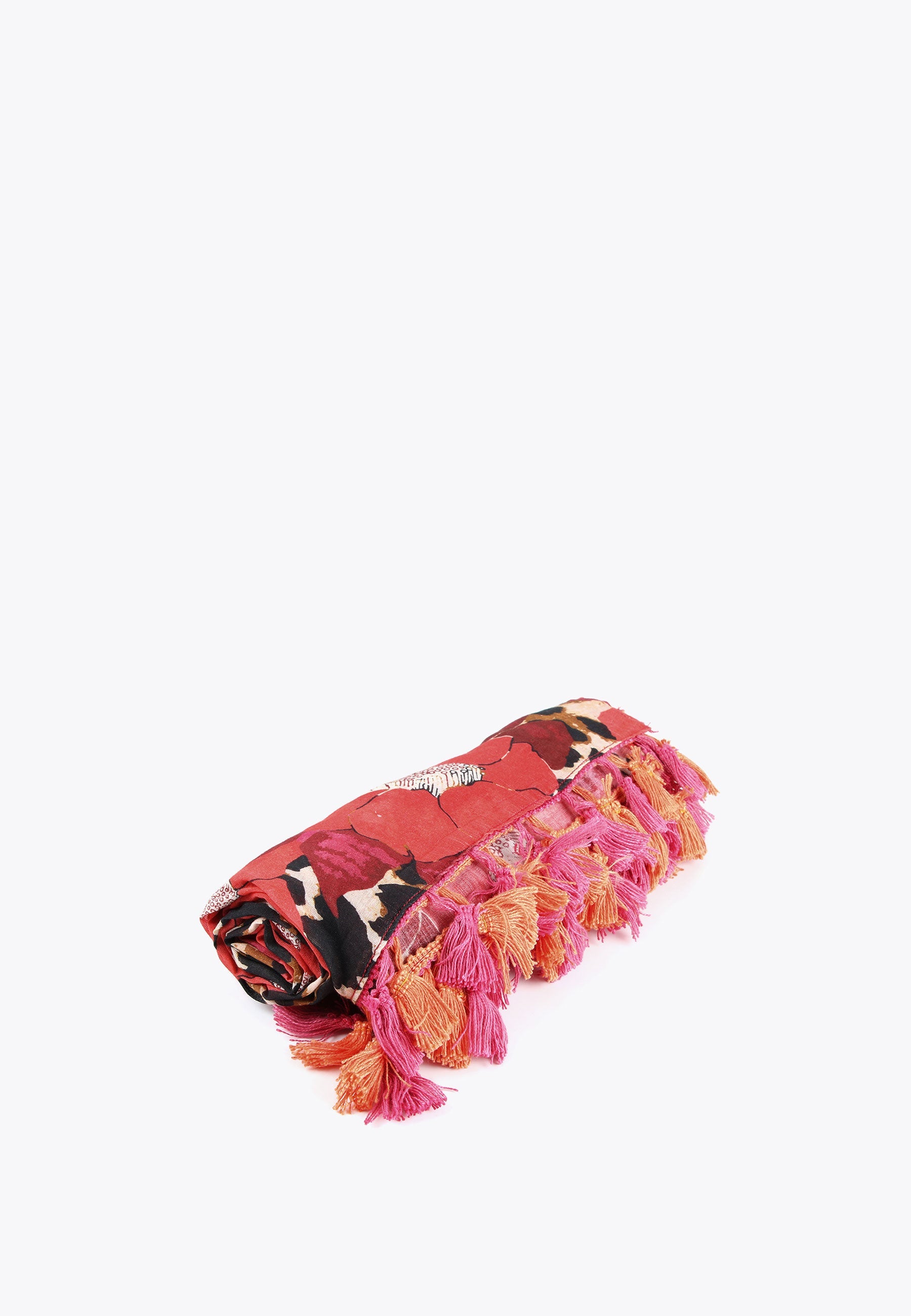 LS2413005-Red-Pink-Floral and animal print pareo