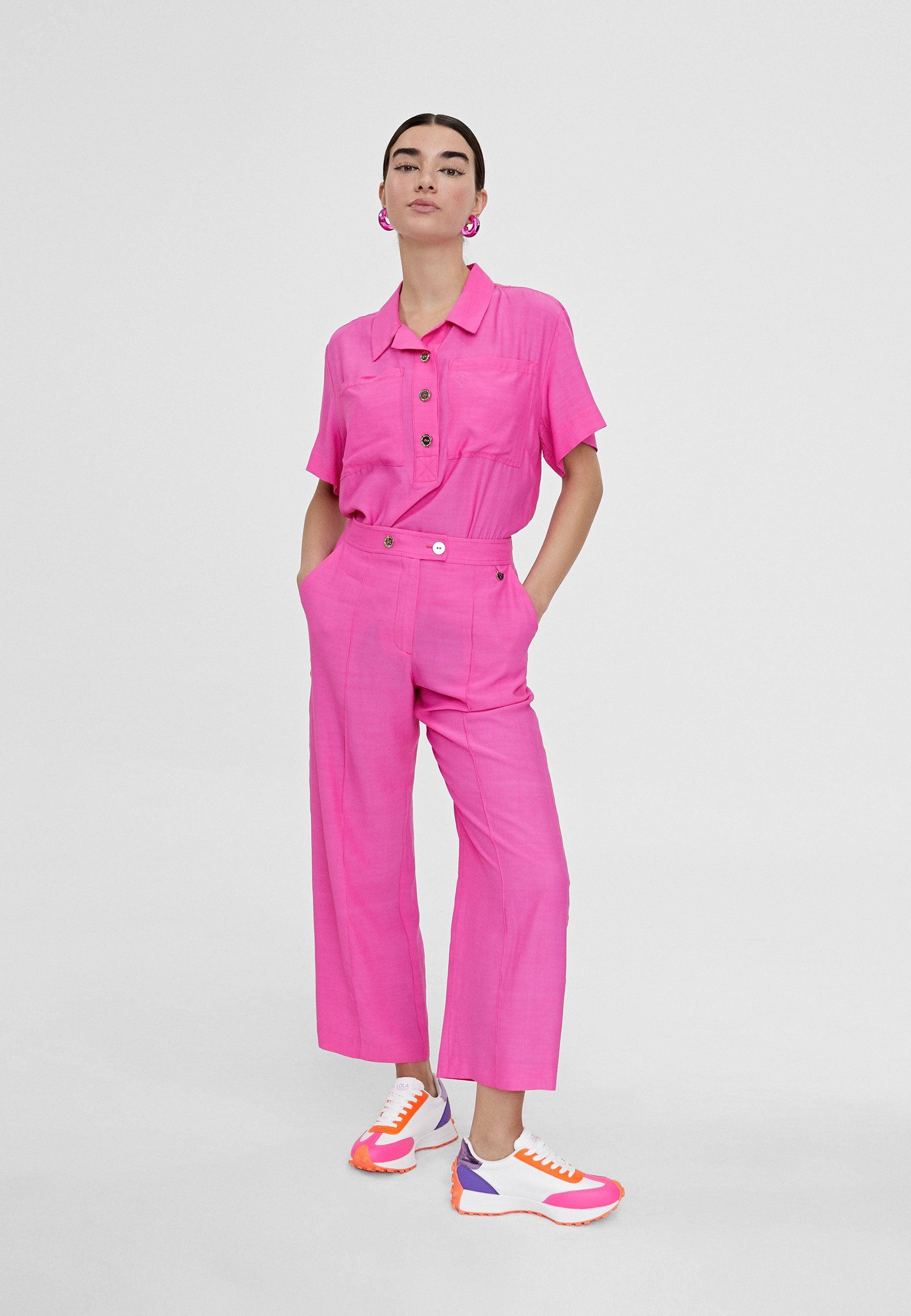 LS2414032-Fuchsia-Monochrome cropped trousers