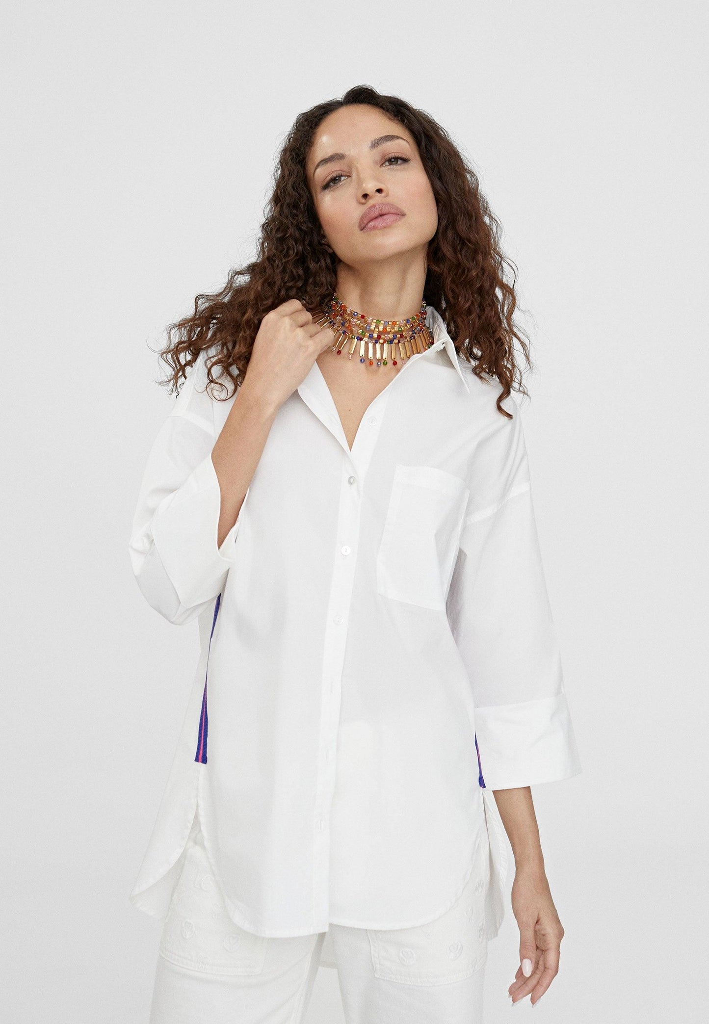 LS2415001-White-Basic cotton shirt