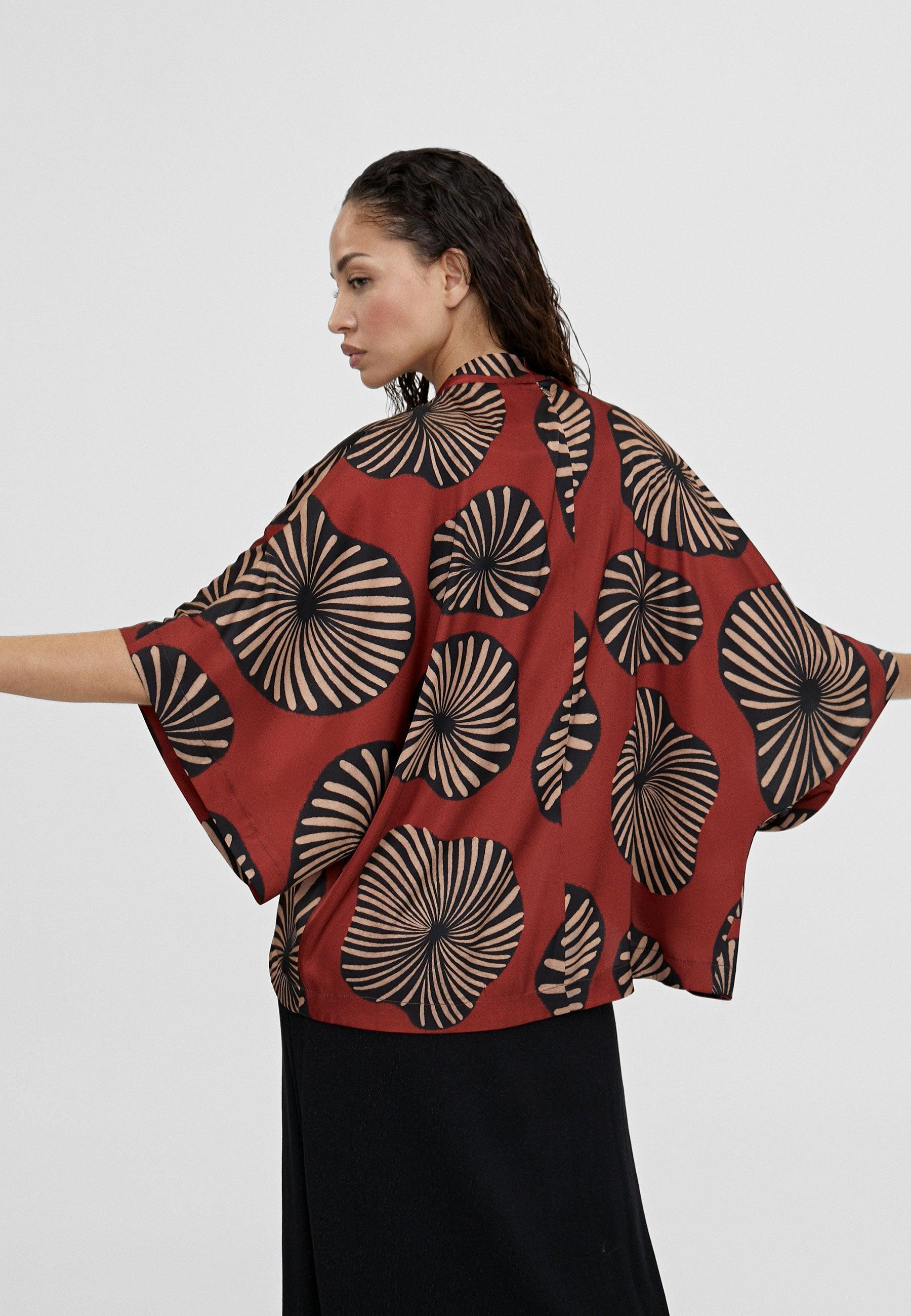 LS2415044-Red-Black-Flowing printed bolero
