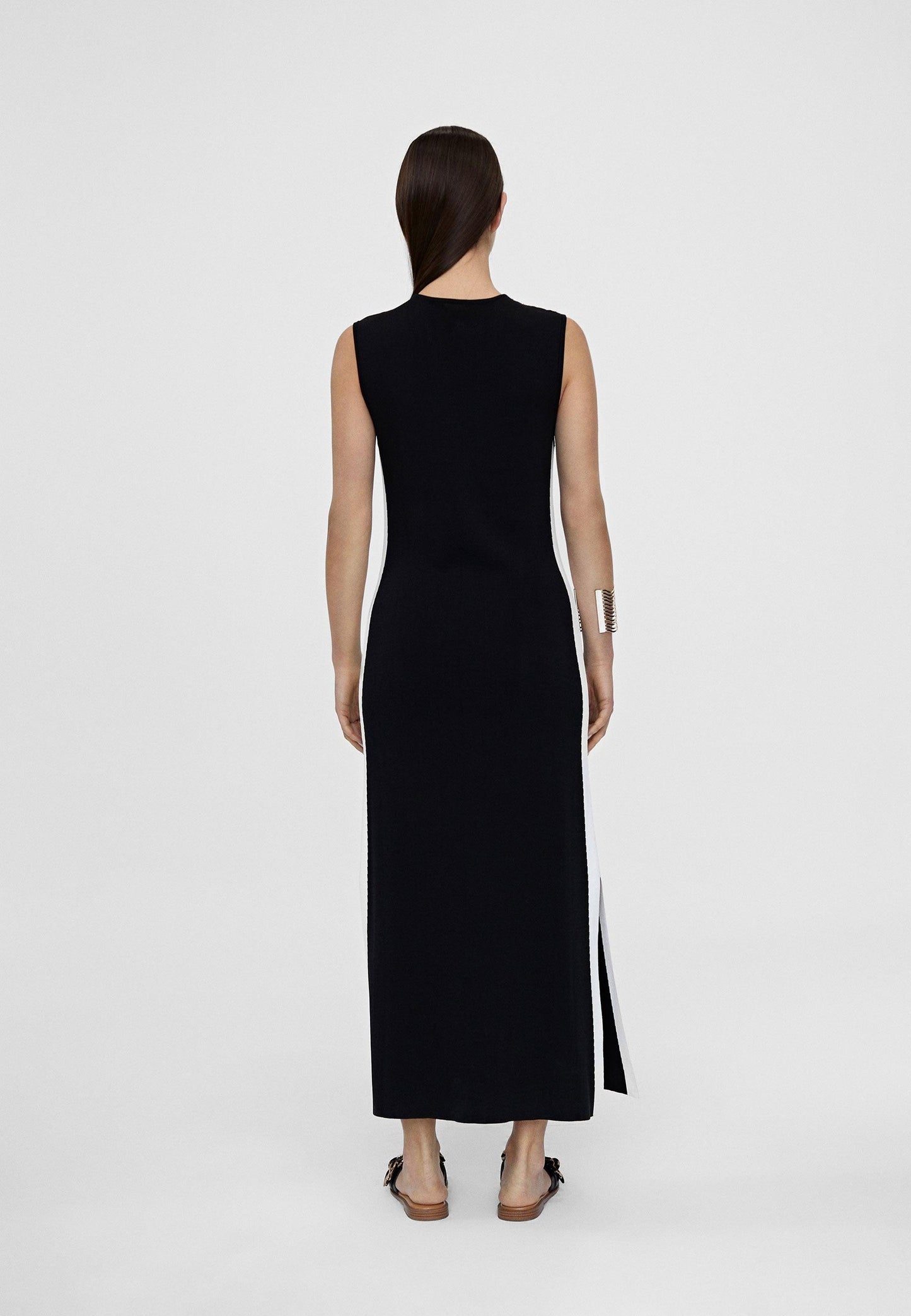 LS2416016-Black-White-Knit midi dress