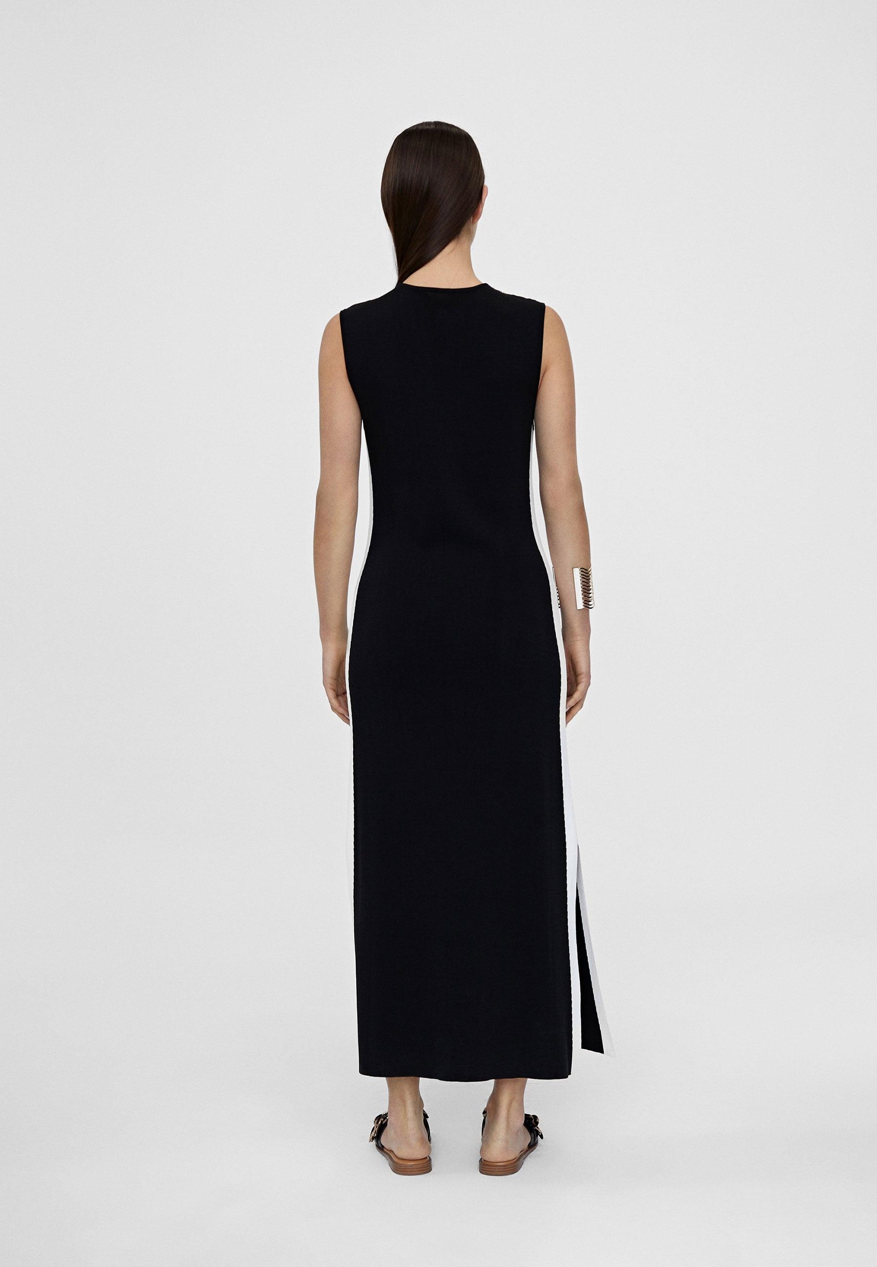 LS2416016-Black-White-Knit midi dress