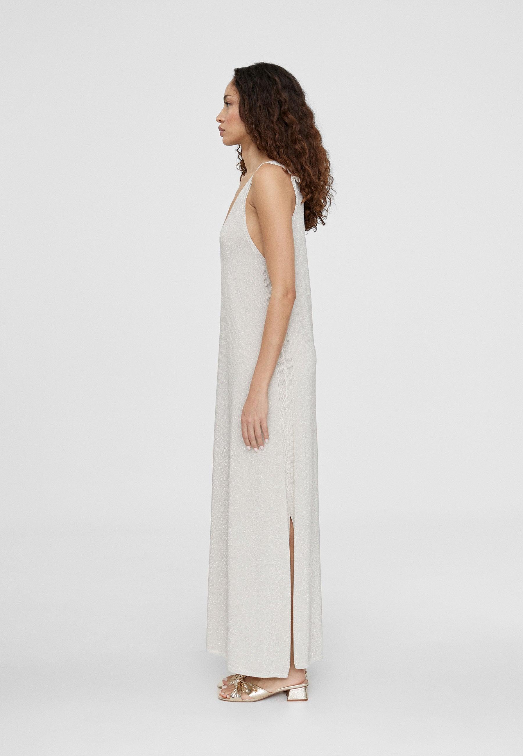 LS2416017-Ecru-Long knit dress