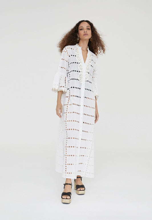 LS2416029-White-Long embroidered caftan