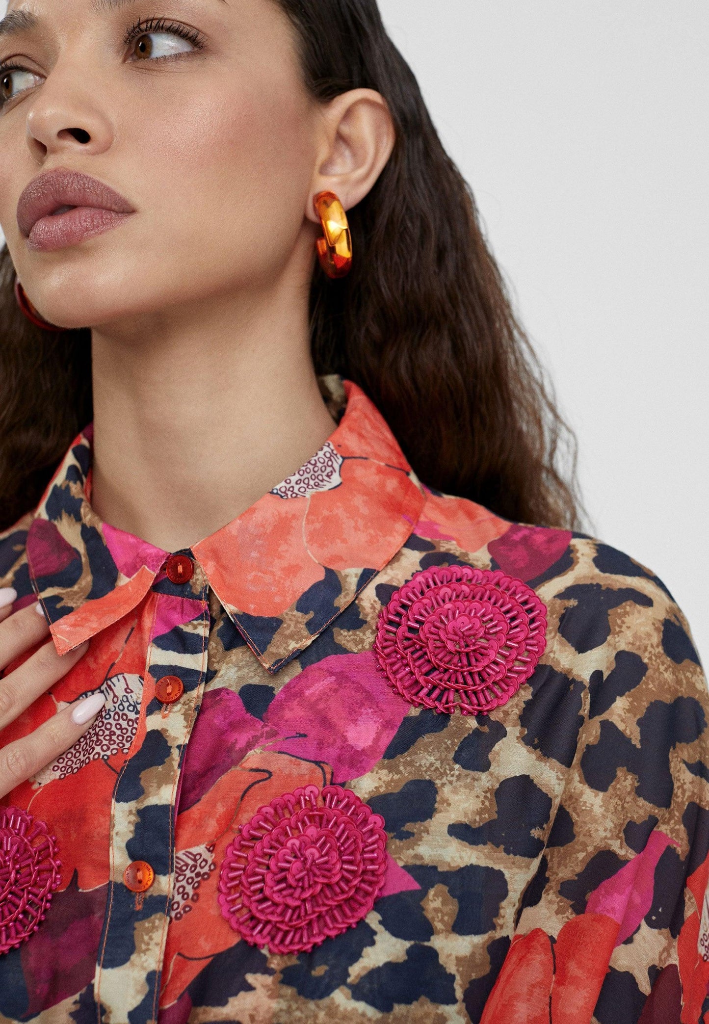 LS2416039-Red-Blue-Matching printed midi caftan
