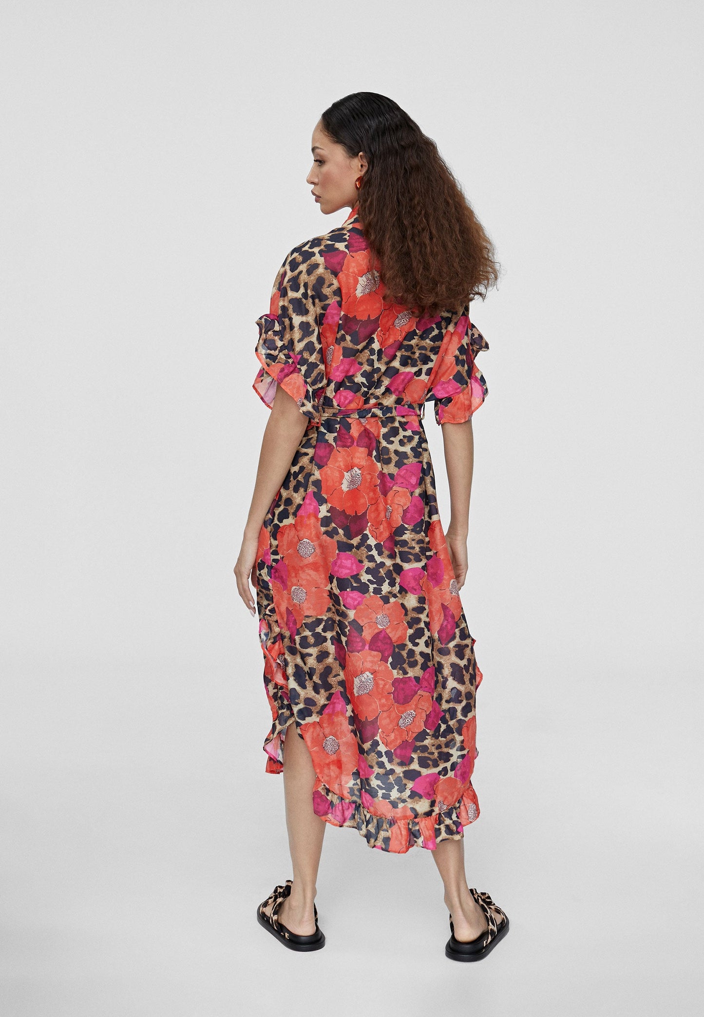 LS2416039-Red-Blue-Matching printed midi caftan