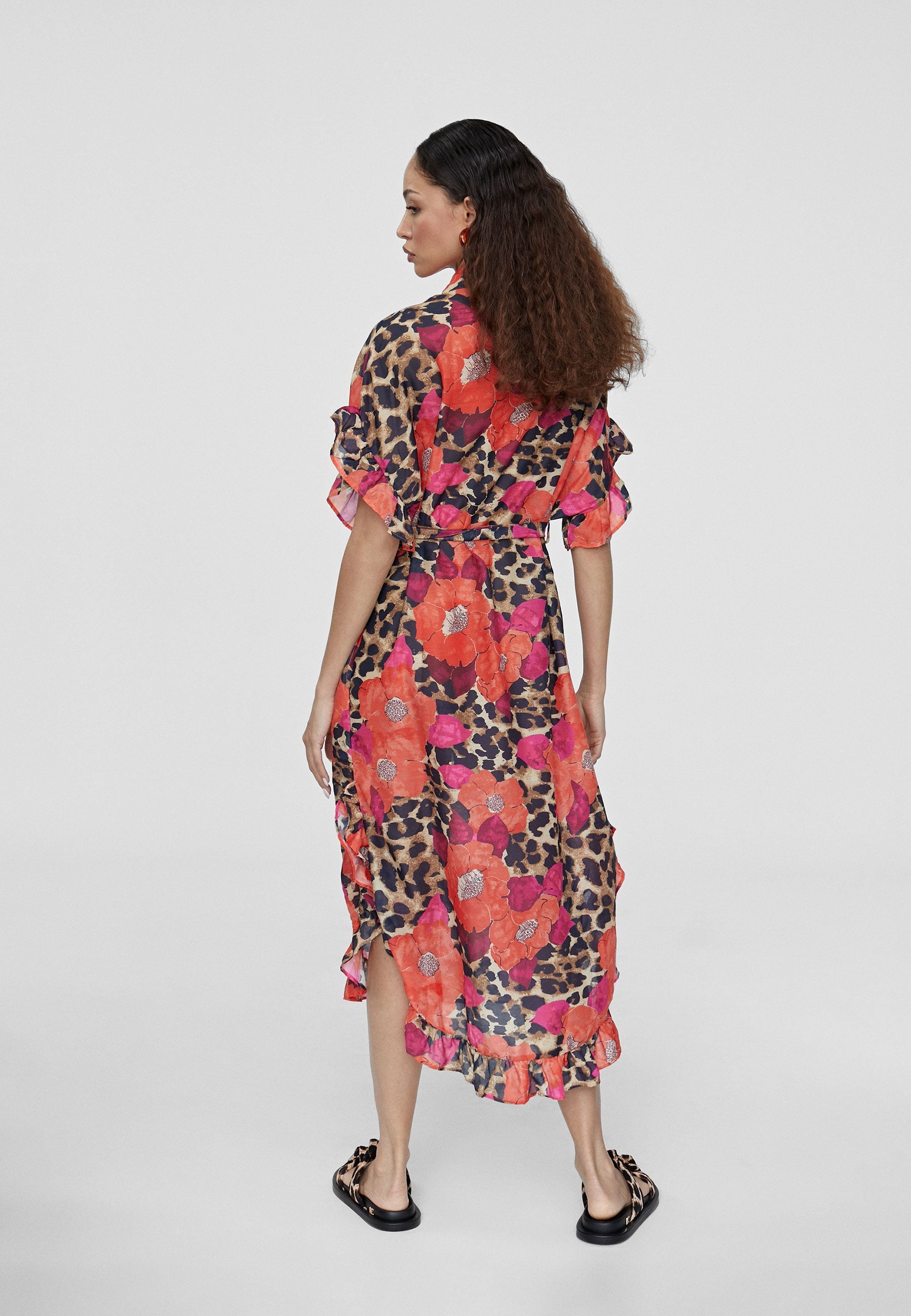 LS2416039-Red-Blue-Matching printed midi caftan