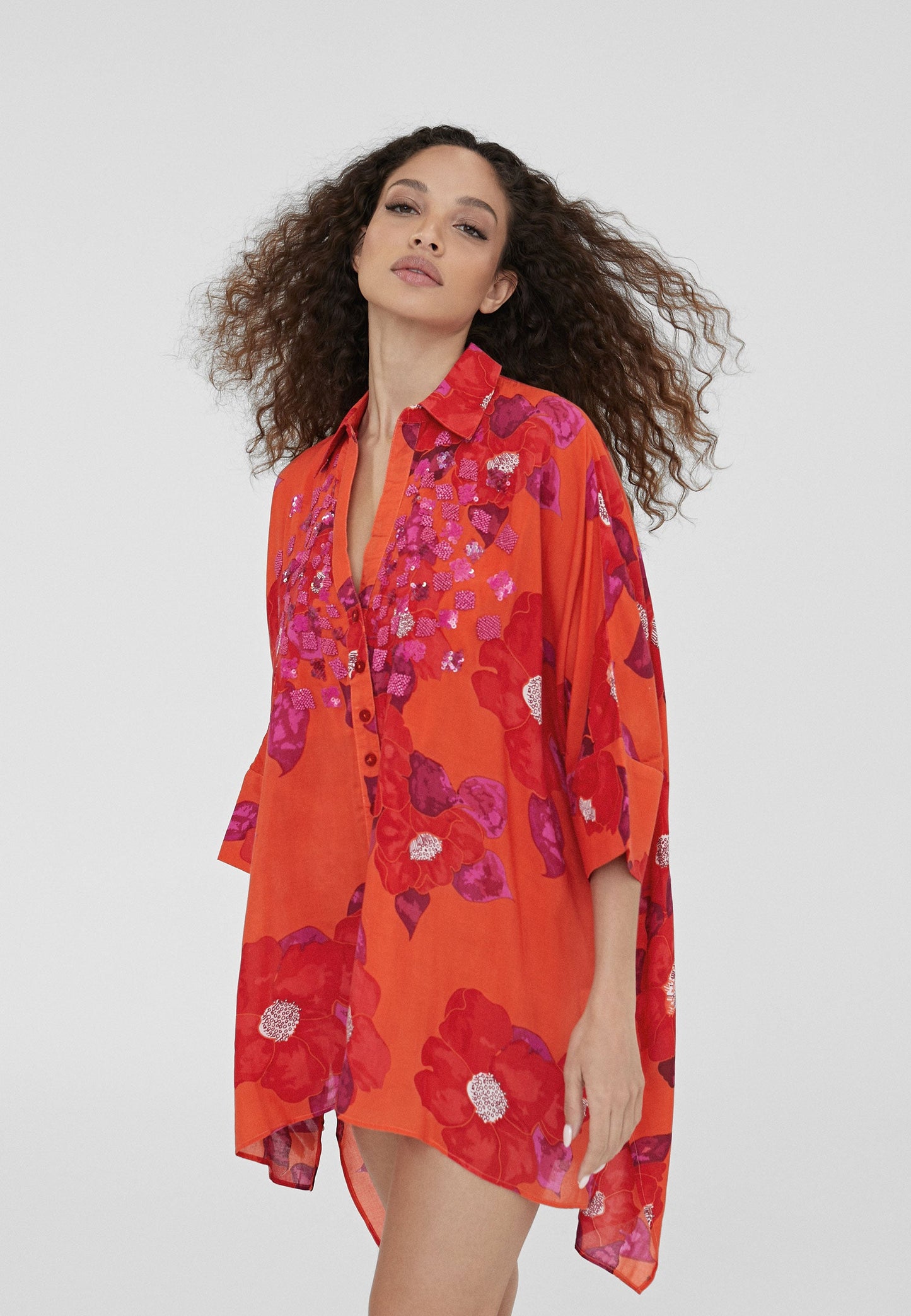 LS2416045-Orange-Pink-Floral print camisole
