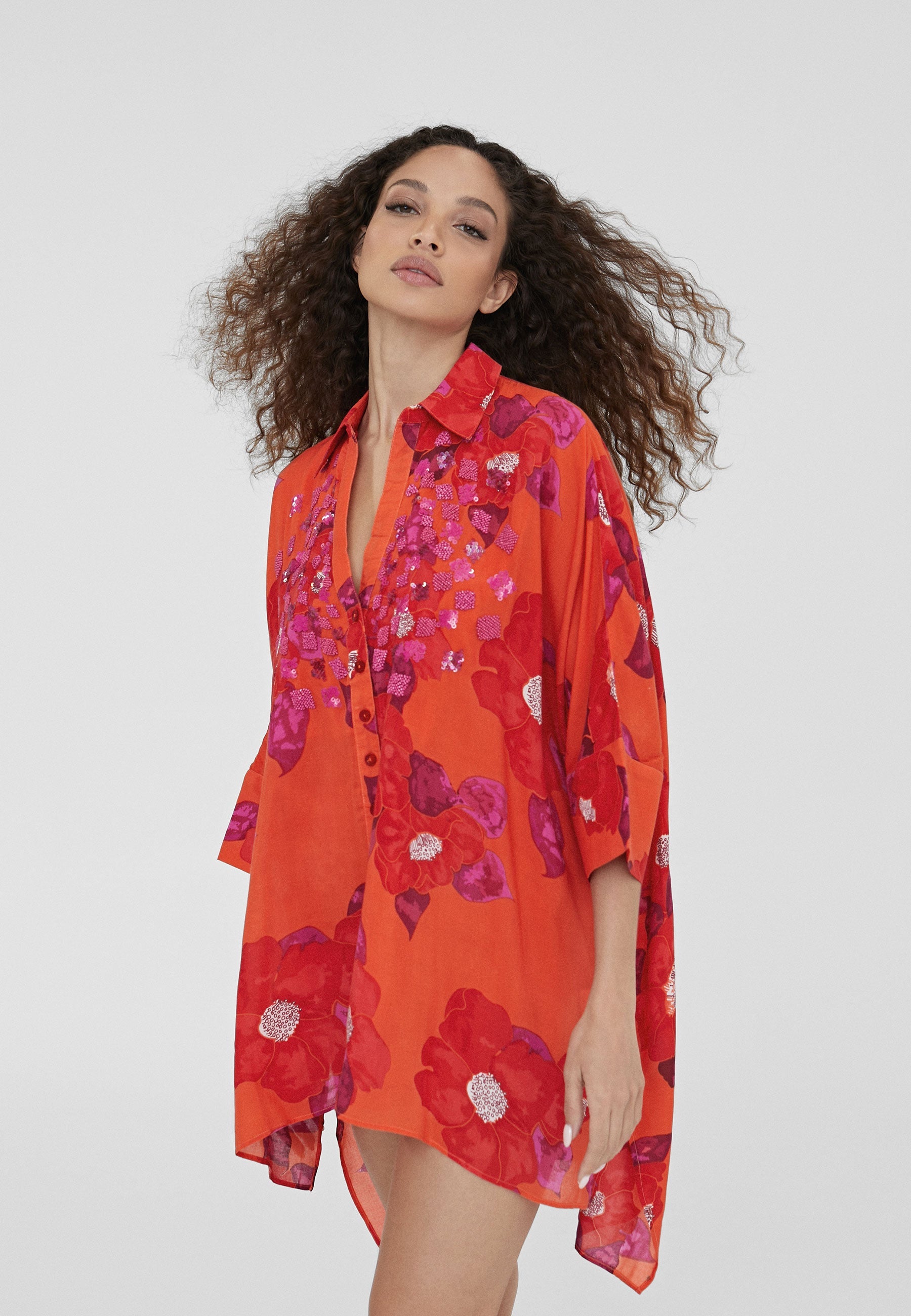 LS2416045-Orange-Pink-Floral print camisole