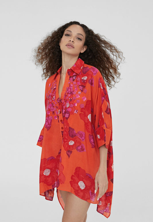 LS2416045-Orange-Pink-Floral print camisole