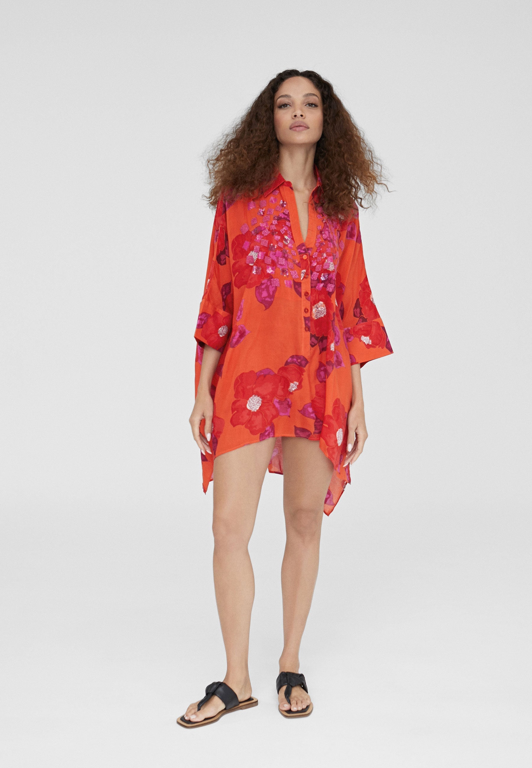 LS2416045-Orange-Pink-Floral print camisole