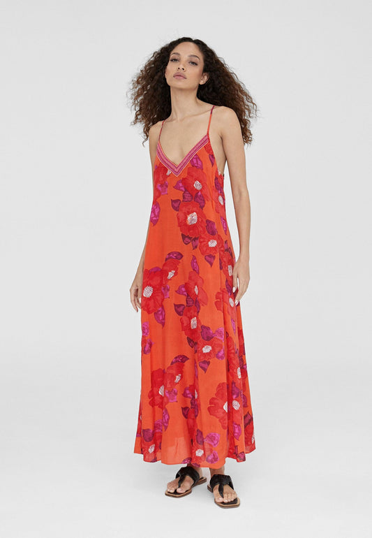 LS2416056-Red-Pink-Long floral print dress