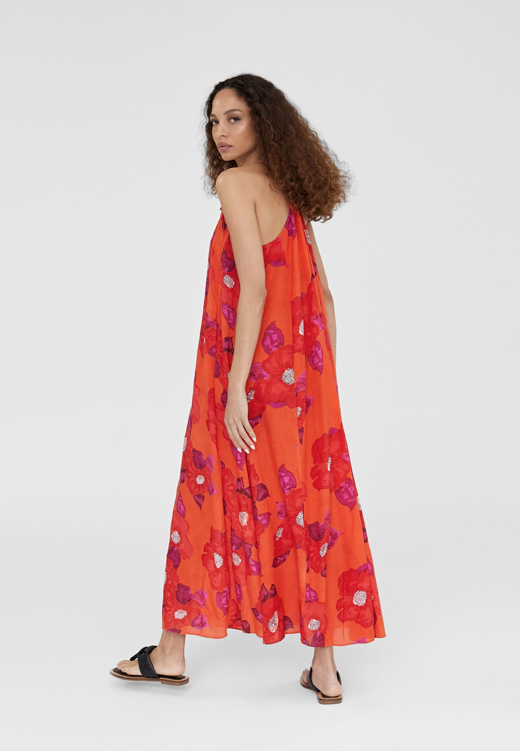 LS2416056-Red-Pink-Long floral print dress