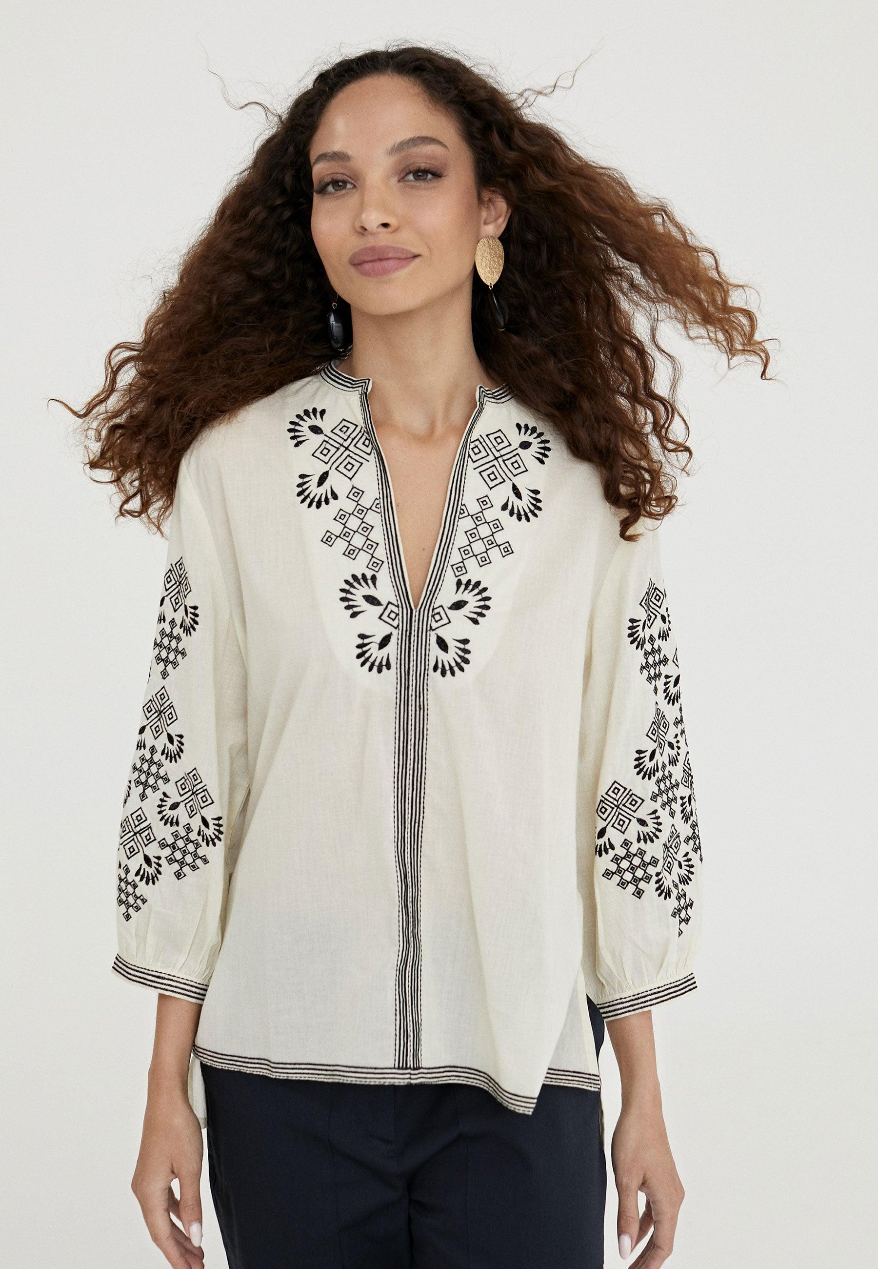 LS2416058-Ecru-Blouse with embroidery