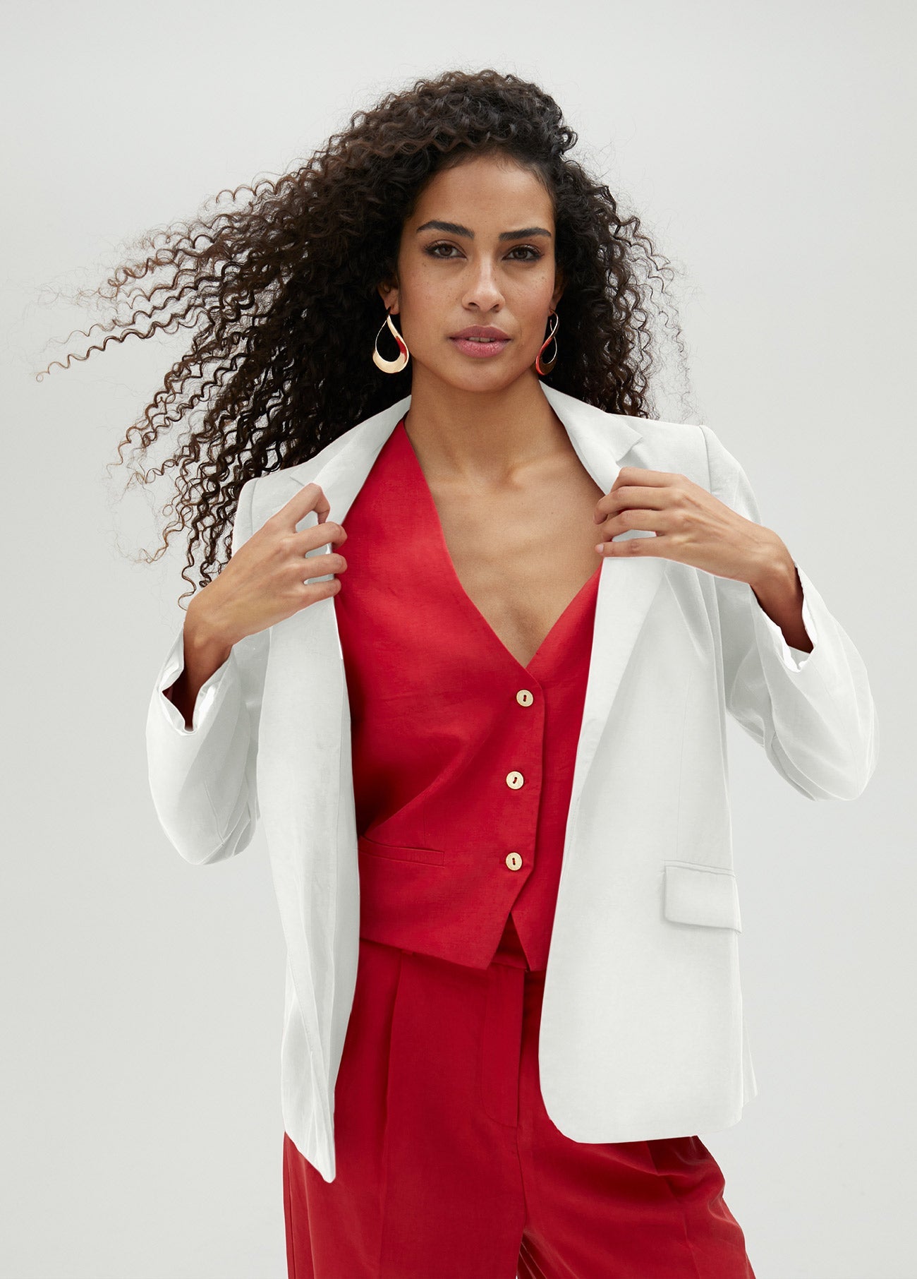 Straight fit tencel blazer