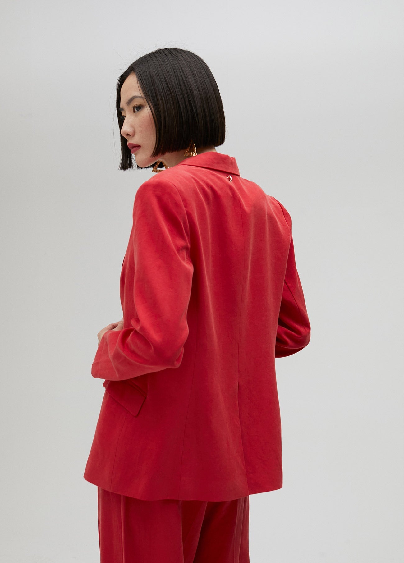 Straight fit tencel blazer