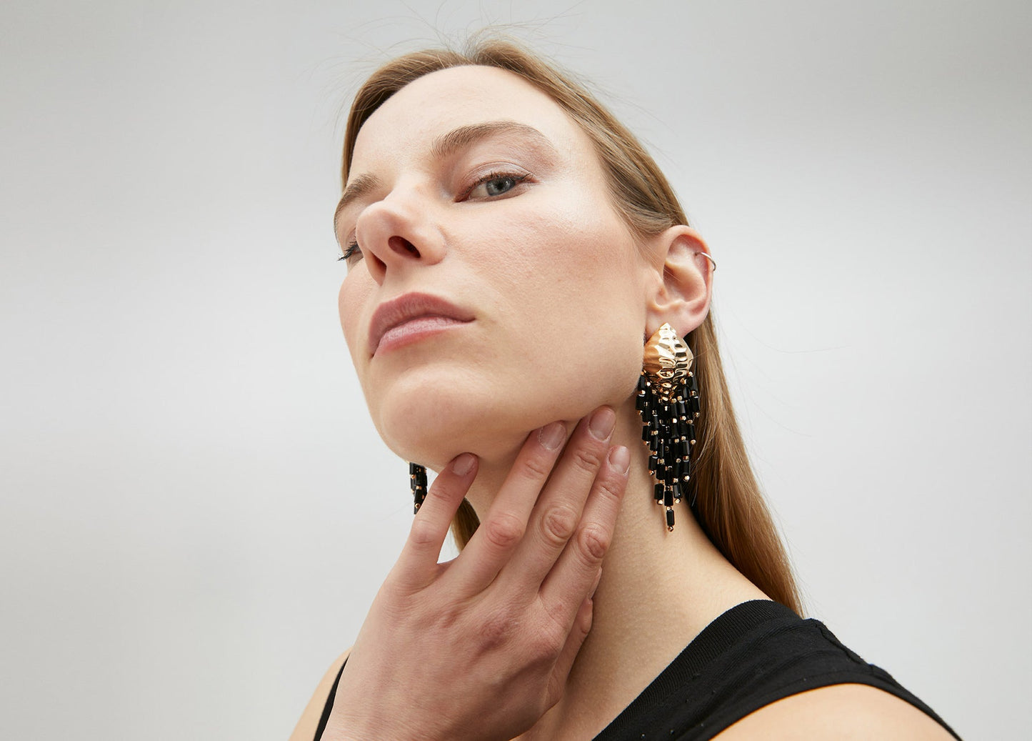 Gold-toned cascading effect earrings
