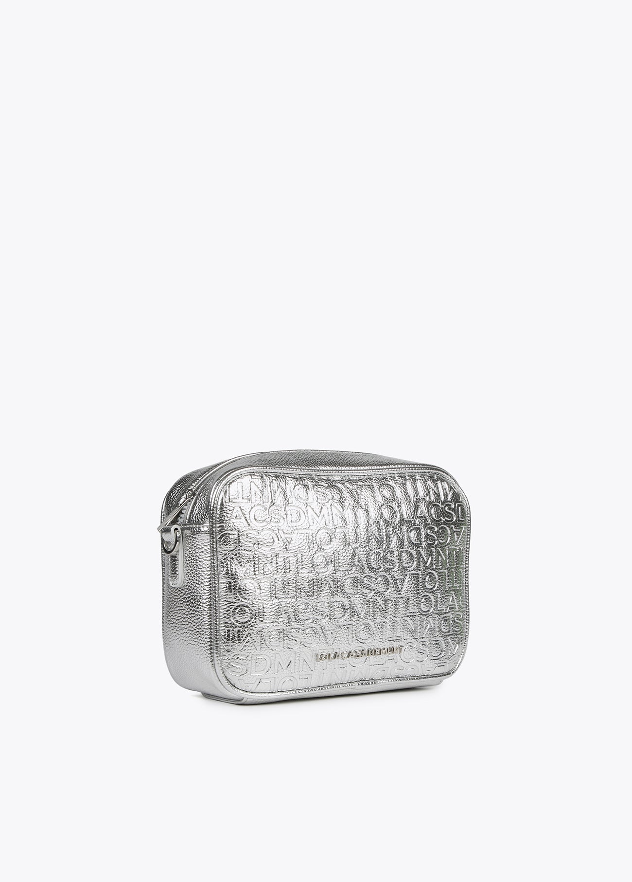 Monogrammed metallic crossbody bag