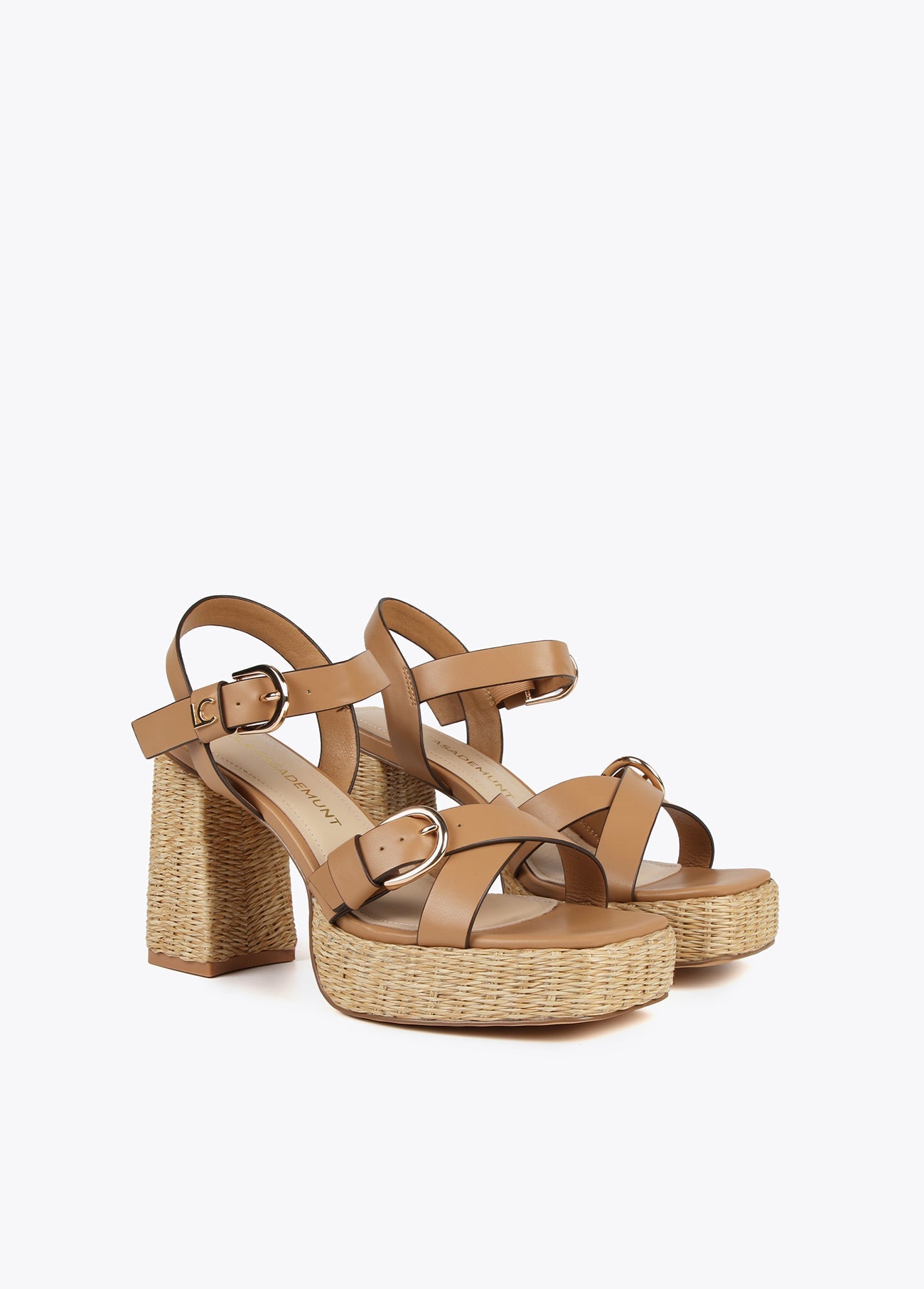 Heeled sandals with buckles