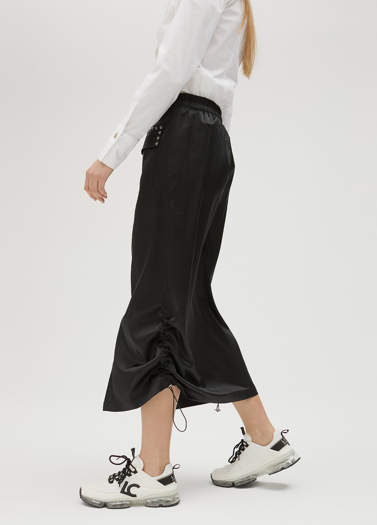 Studded satin skirt
