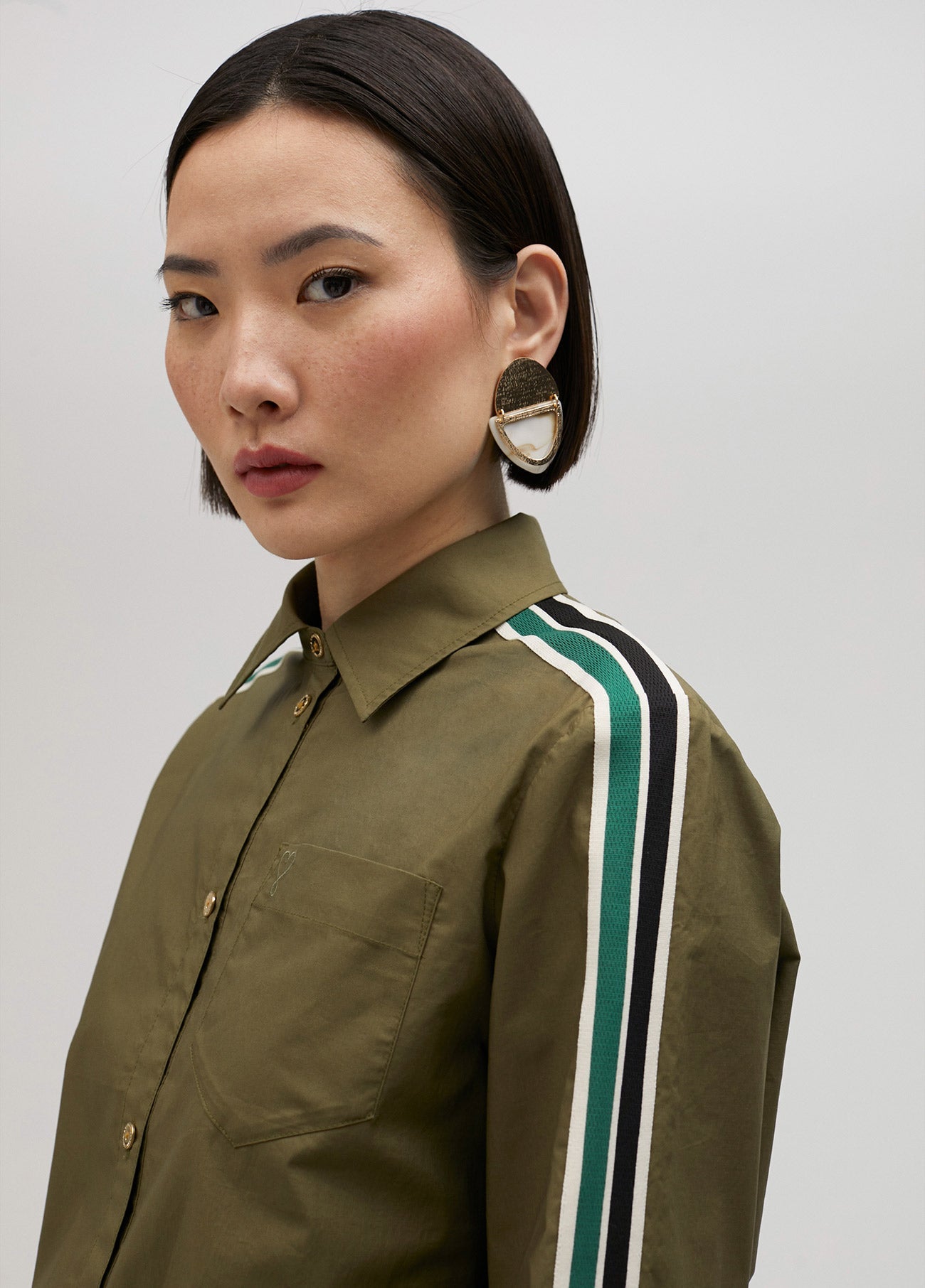 Elasticated poplin shirt