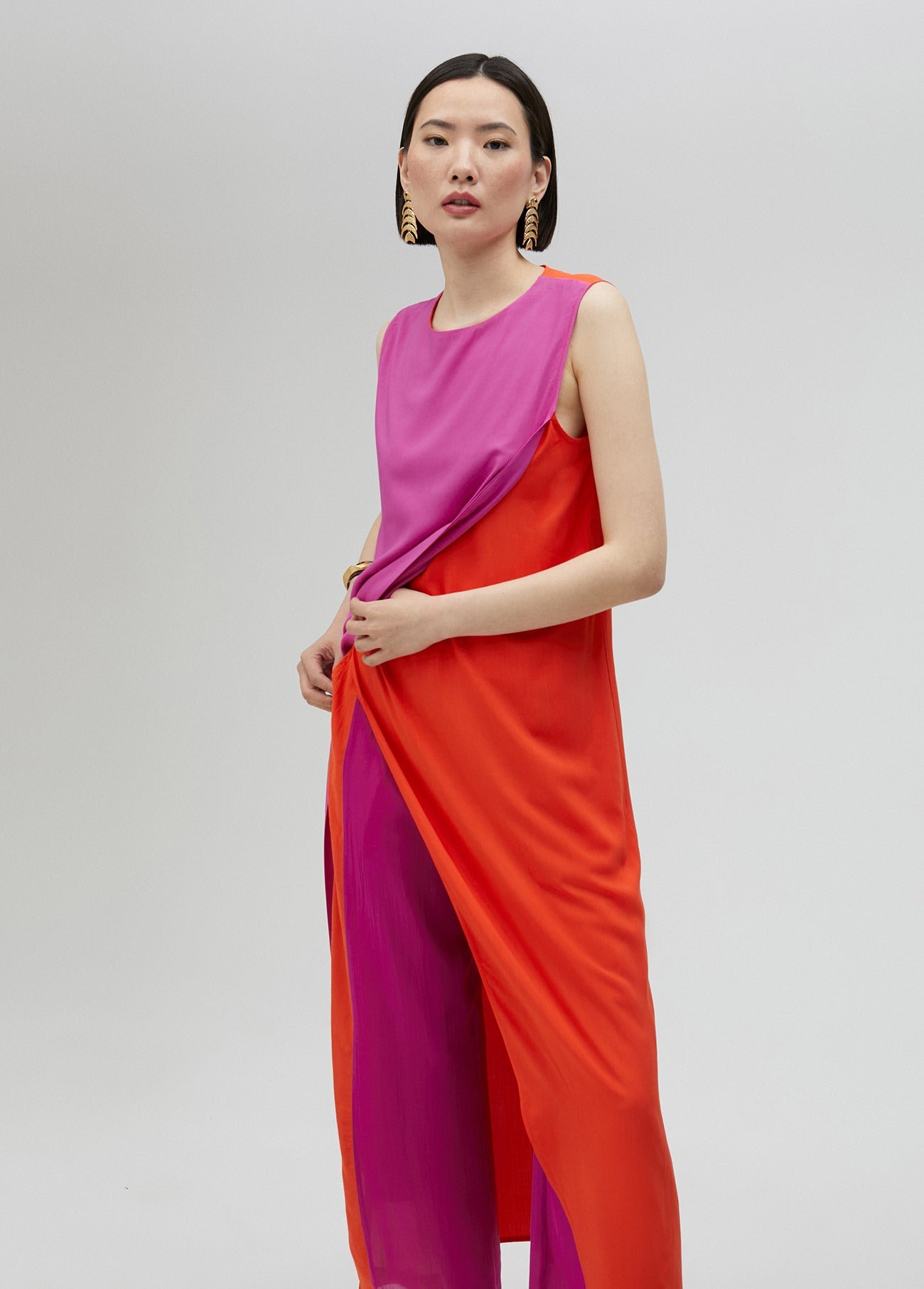 Long two-tone top
