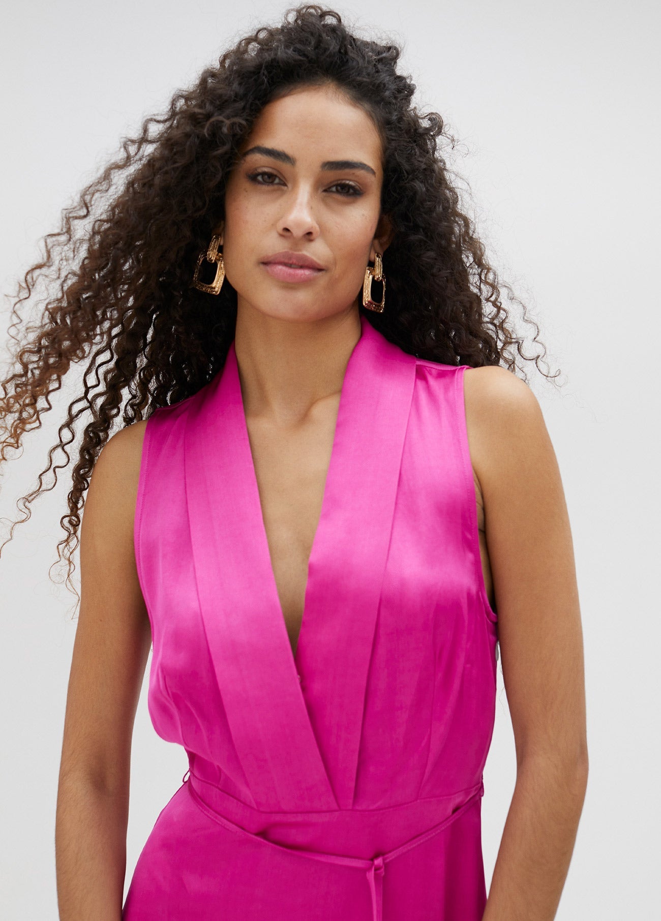 V-neck midi dress