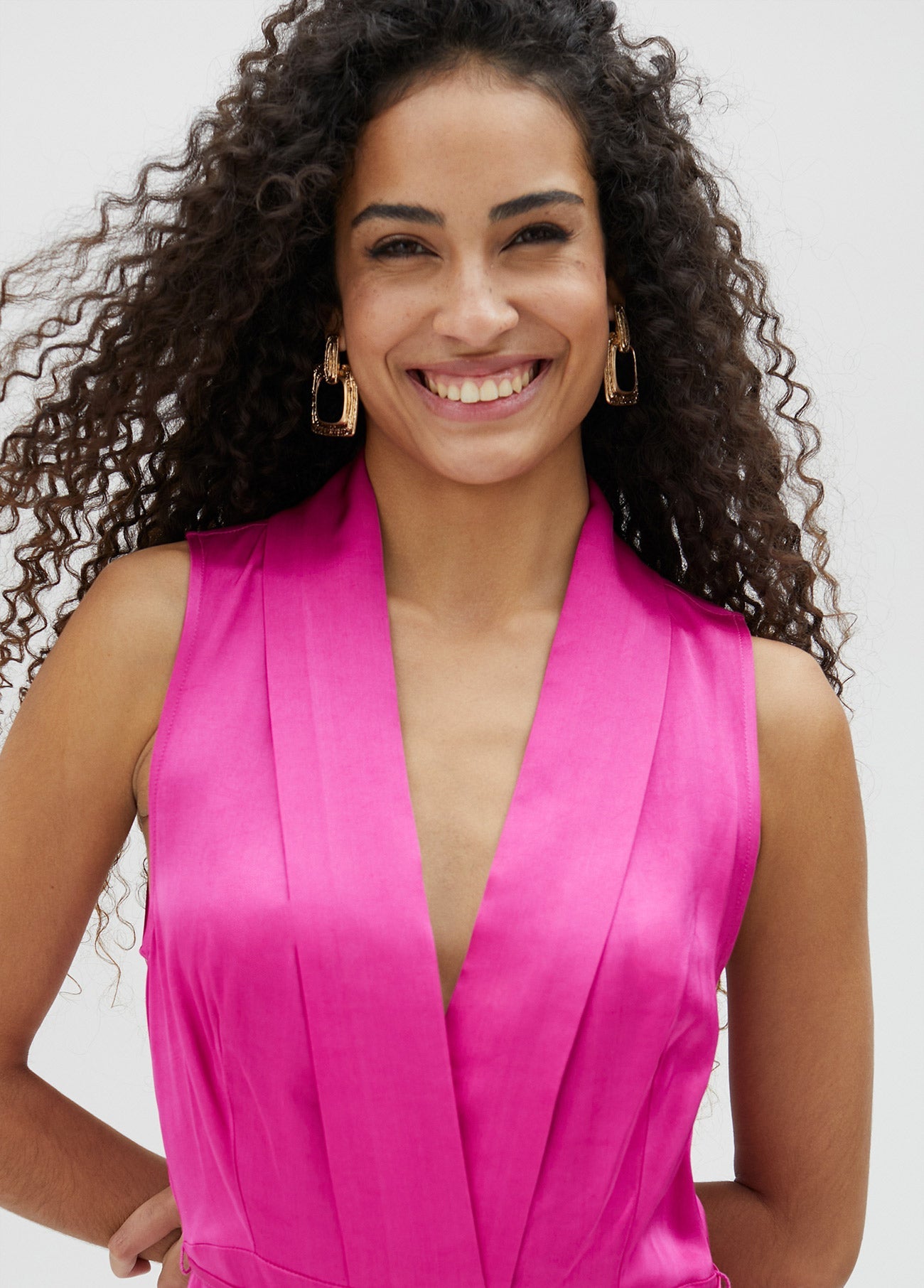 V-neck midi dress