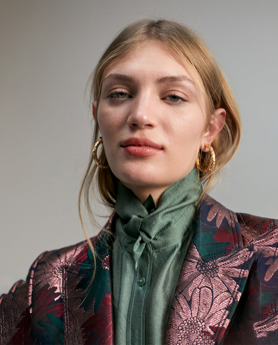 Floral jacquard blazer