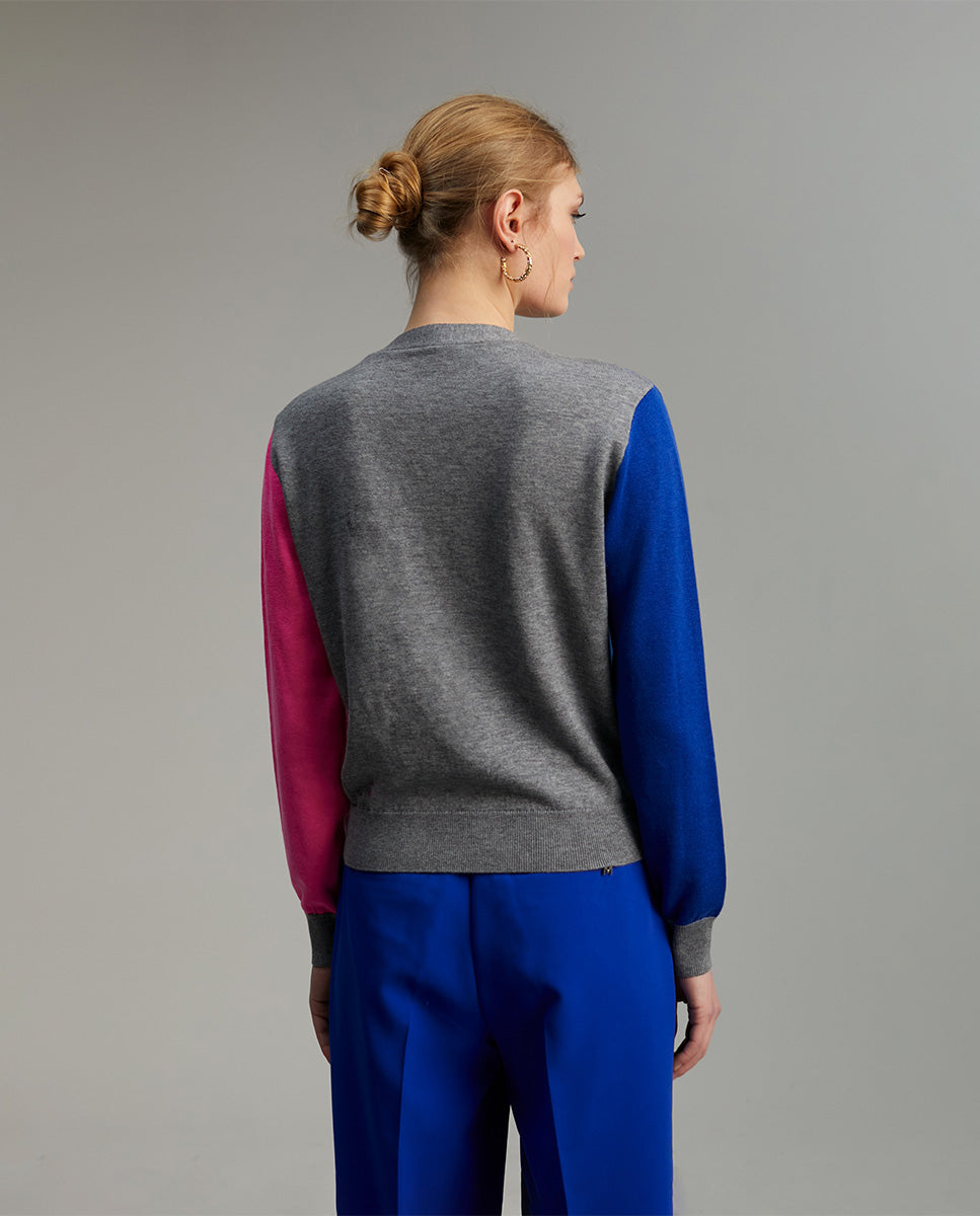 Three-tone cardigan
