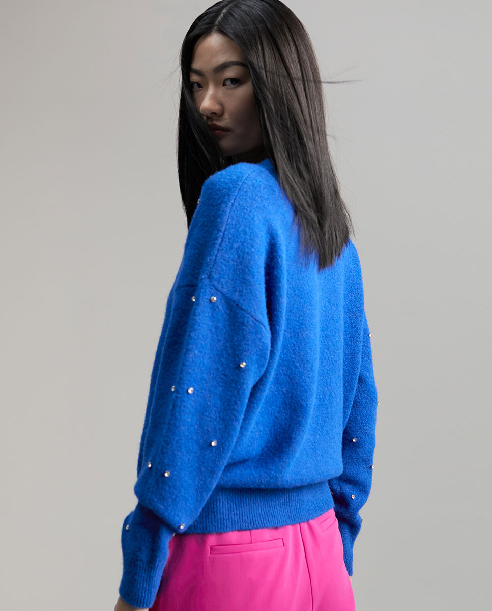 Sweater with crystal details