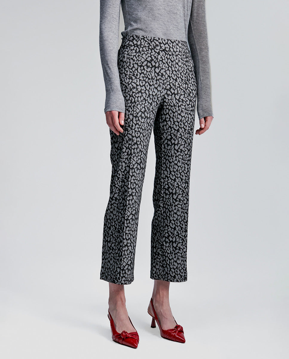 Animal print jacquard trousers