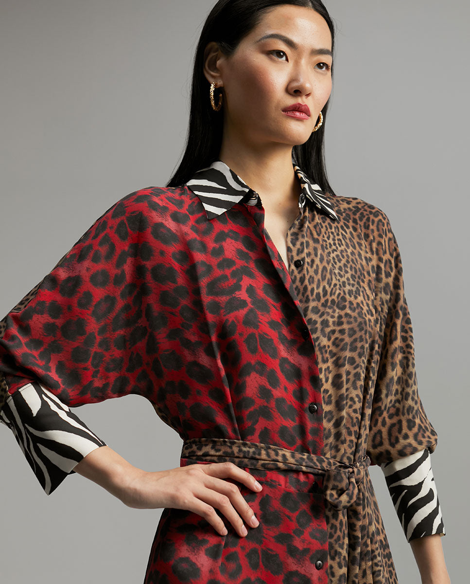 Contrast animal print dress