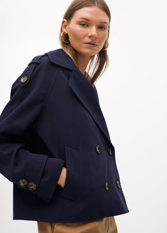 Short Sarga Double-Breasted Trench