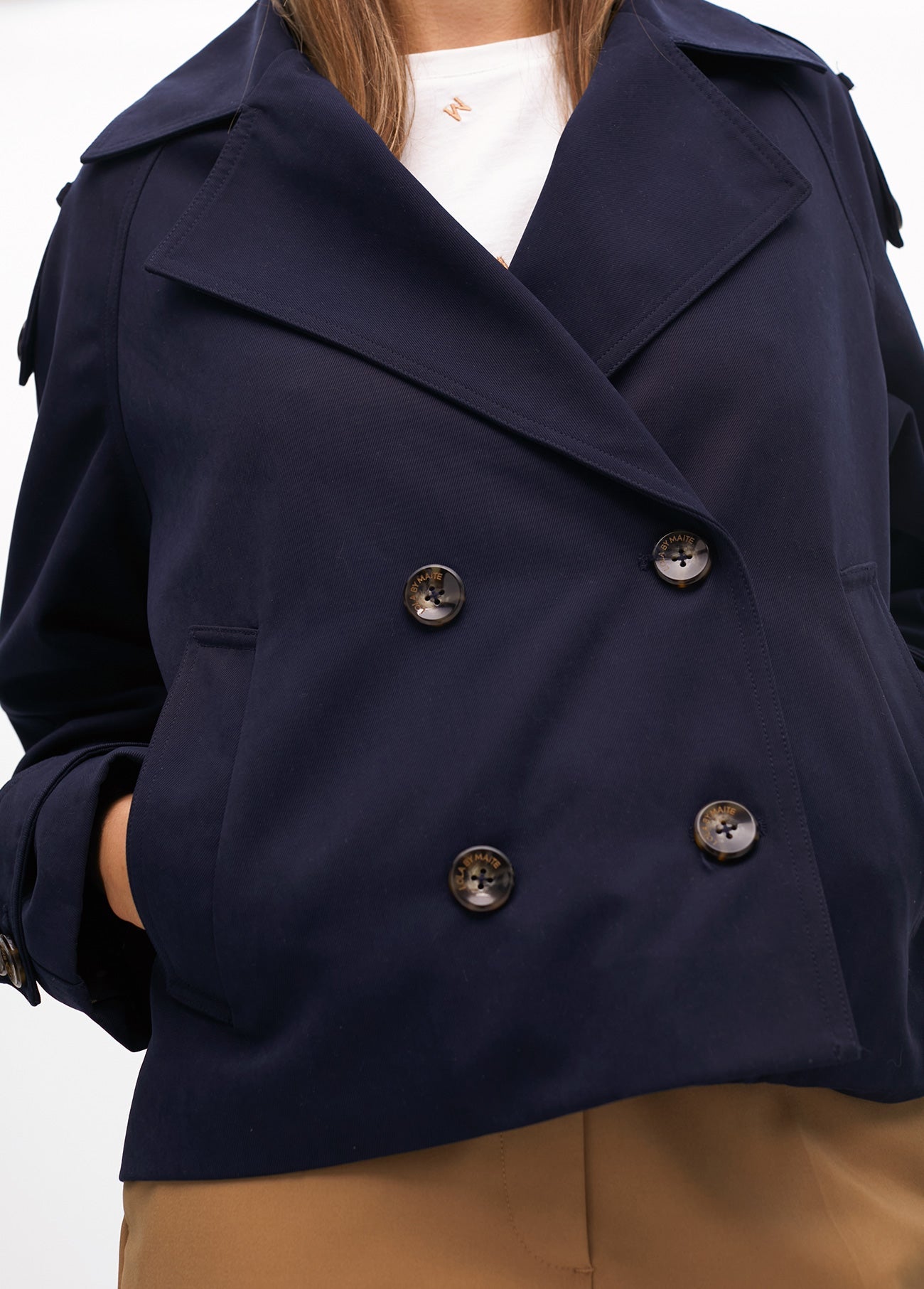 Short Sarga Double-Breasted Trench