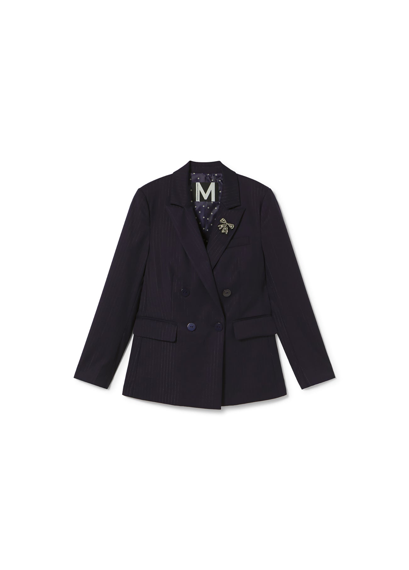 Pinstripe Blazer with Jewel Detail Lapel