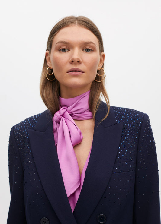Knit Blazer with Shoulder Strass Detail