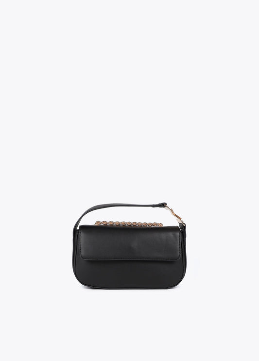 Faux Leather Flap Crossbody with M Logo on Handle