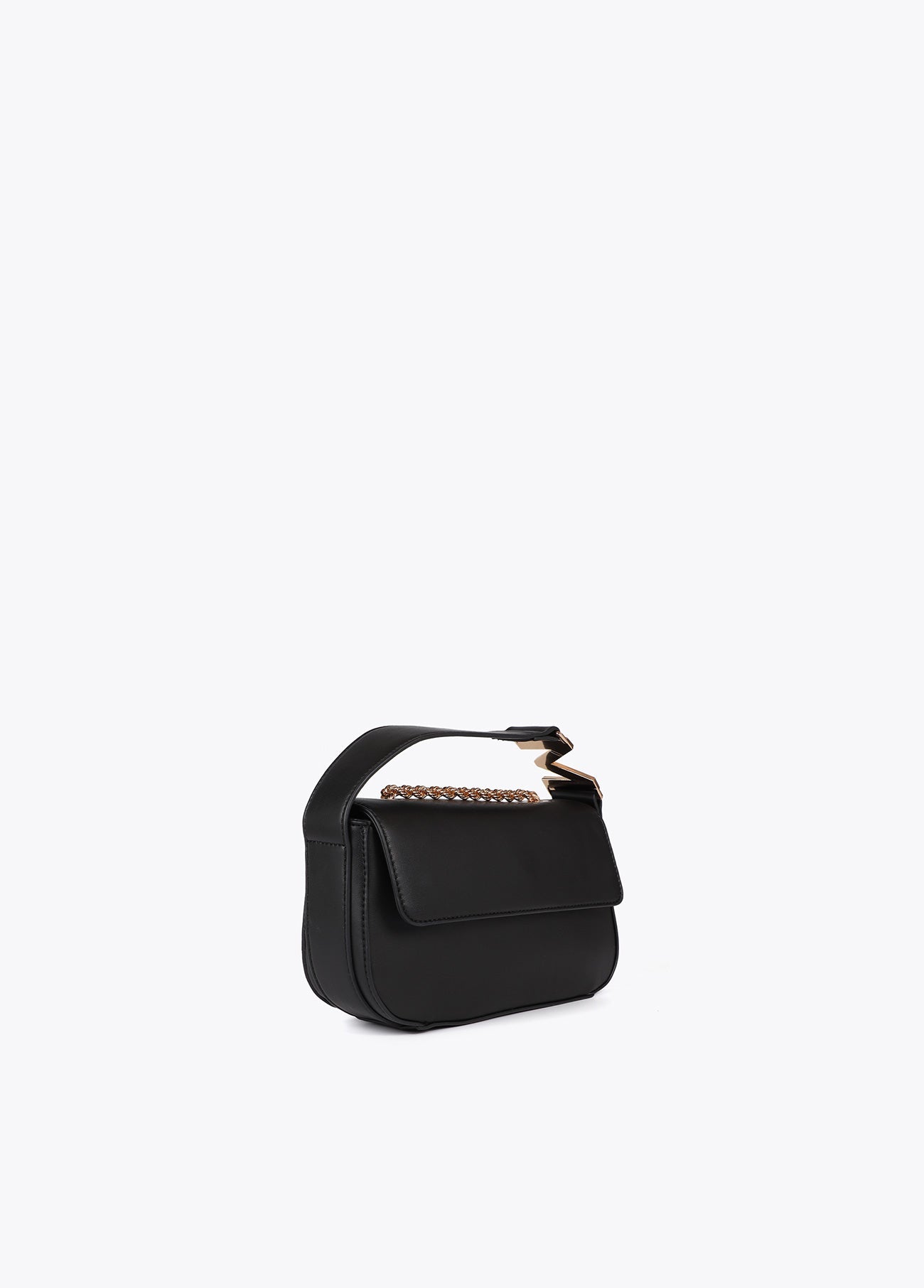 Faux Leather Flap Crossbody with M Logo on Handle