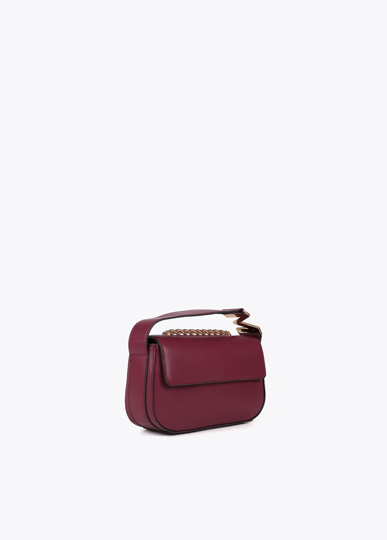 Faux Leather Flap Crossbody with M Logo on Handle
