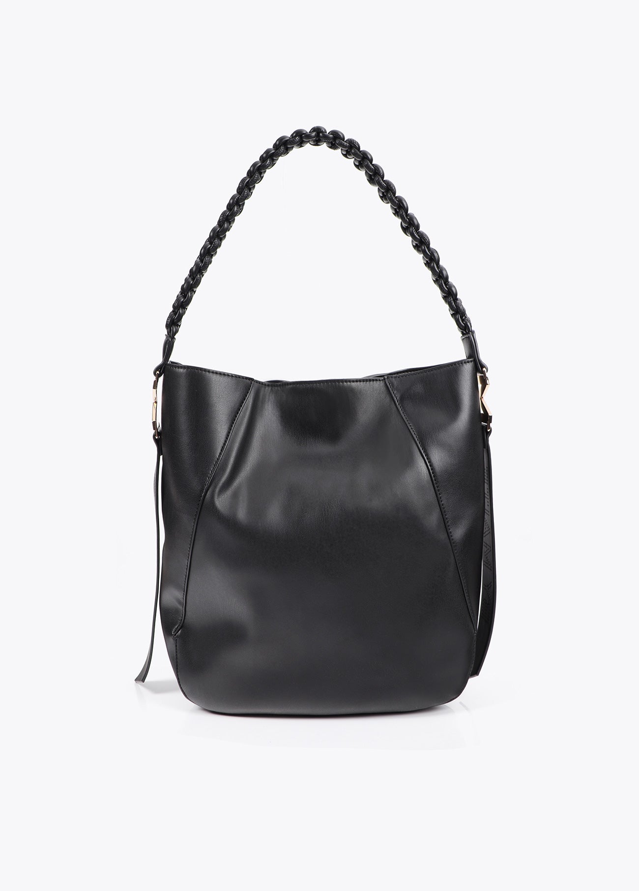 Braided Handle Faux Leather Shopper
