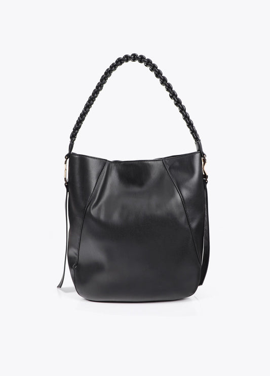 Braided Handle Faux Leather Shopper