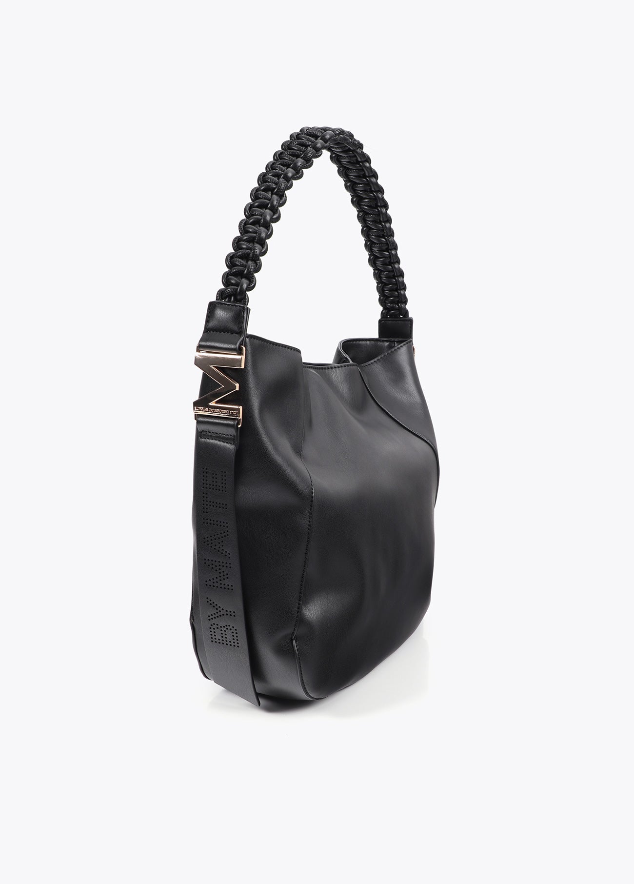 Braided Handle Faux Leather Shopper